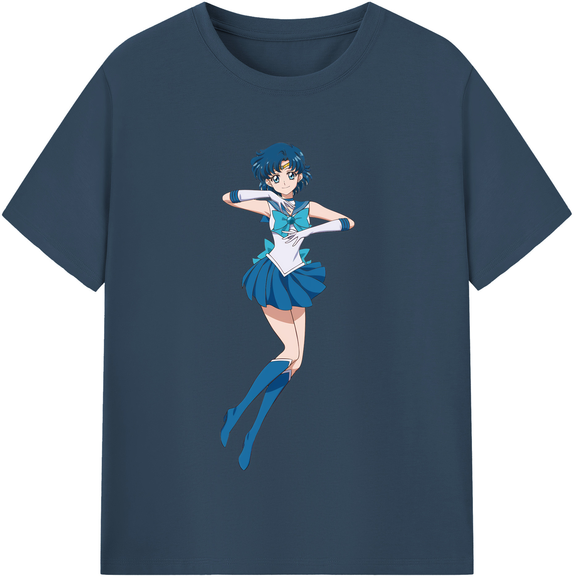 （画像用） 美少女戦士セーラームーン 水野 亜美 みずの あみ Sailor Moon Mizuno Ami 綿100％半袖Tシャツ（フロントプリント）