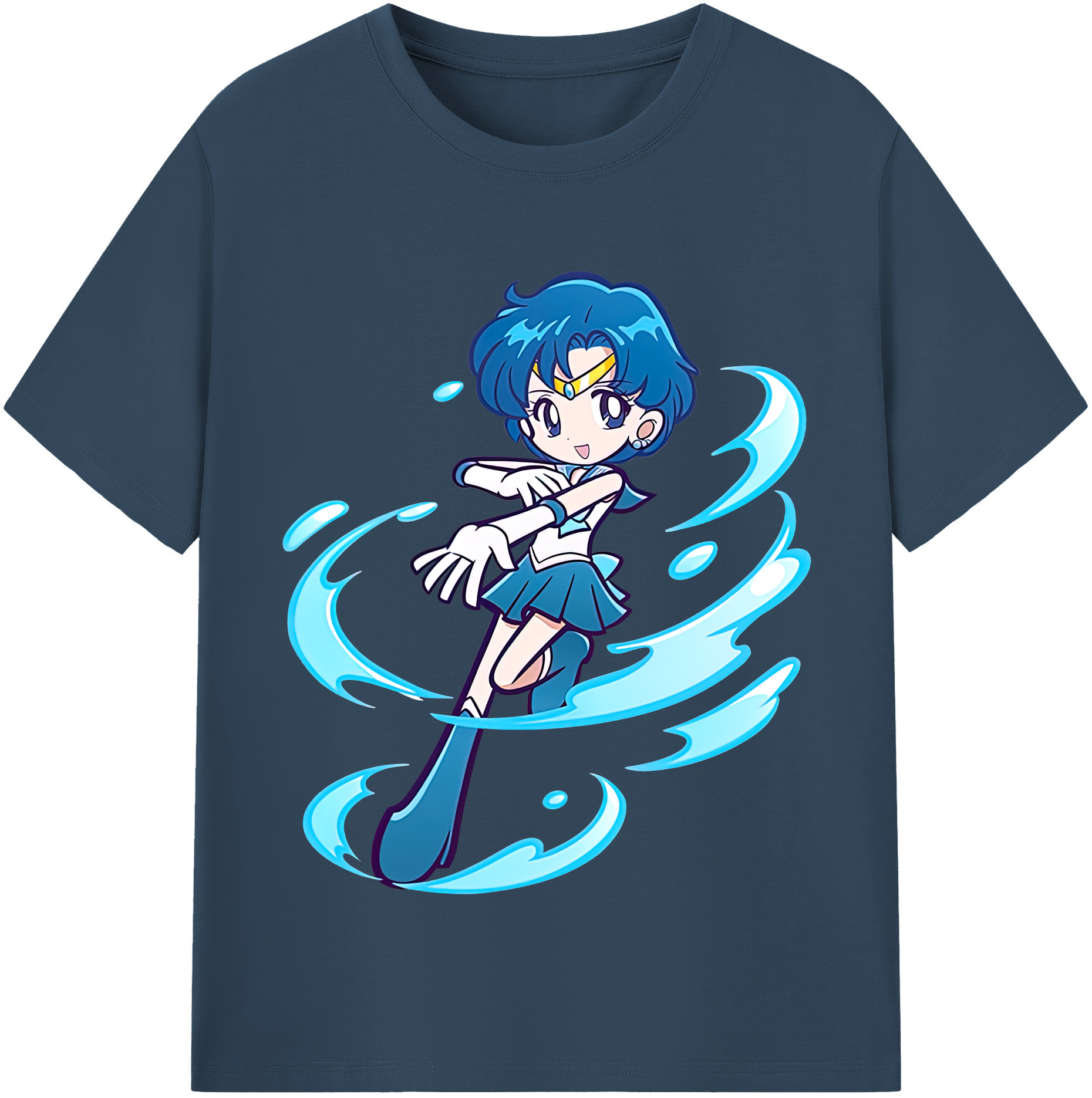 （画像用） 美少女戦士セーラームーン 水野 亜美 みずの あみ Sailor Moon Mizuno Ami 綿100％半袖Tシャツ（フロントプリント）