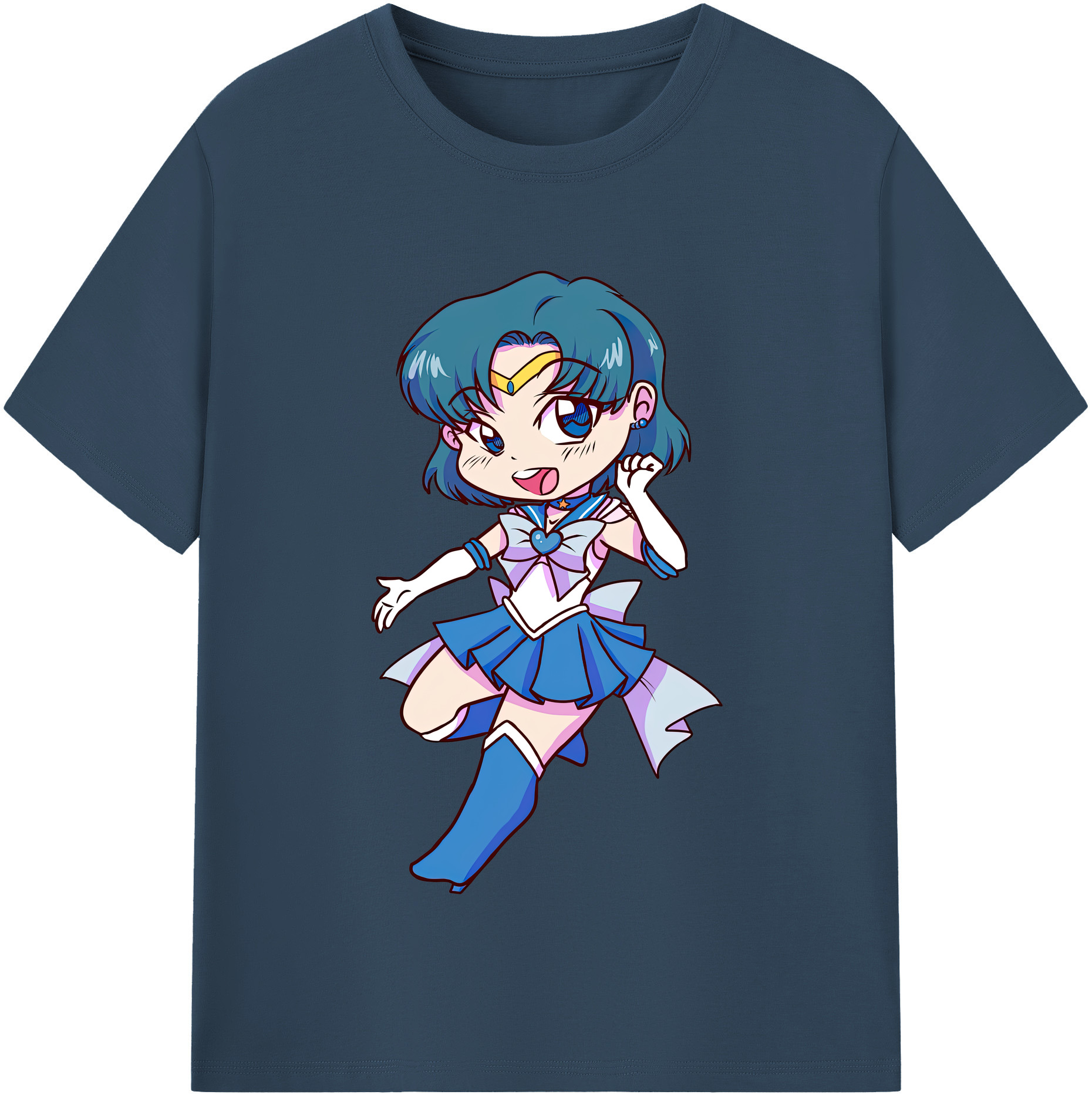 （画像用） 美少女戦士セーラームーン 水野 亜美 みずの あみ Sailor Moon Mizuno Ami 綿100％半袖Tシャツ（フロントプリント）