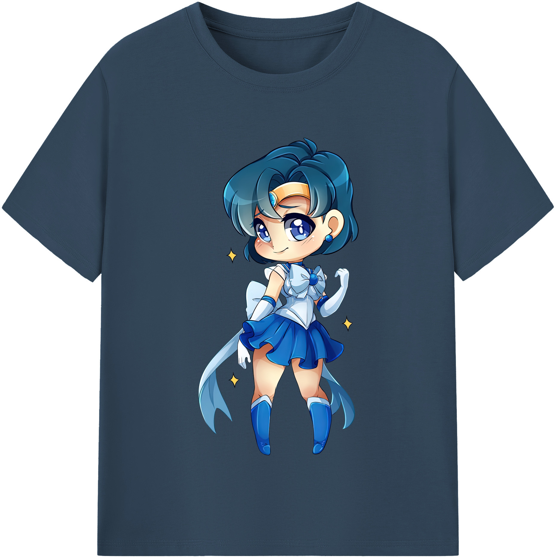 （画像用） 美少女戦士セーラームーン 水野 亜美 みずの あみ Sailor Moon Mizuno Ami 綿100％半袖Tシャツ（フロントプリント）