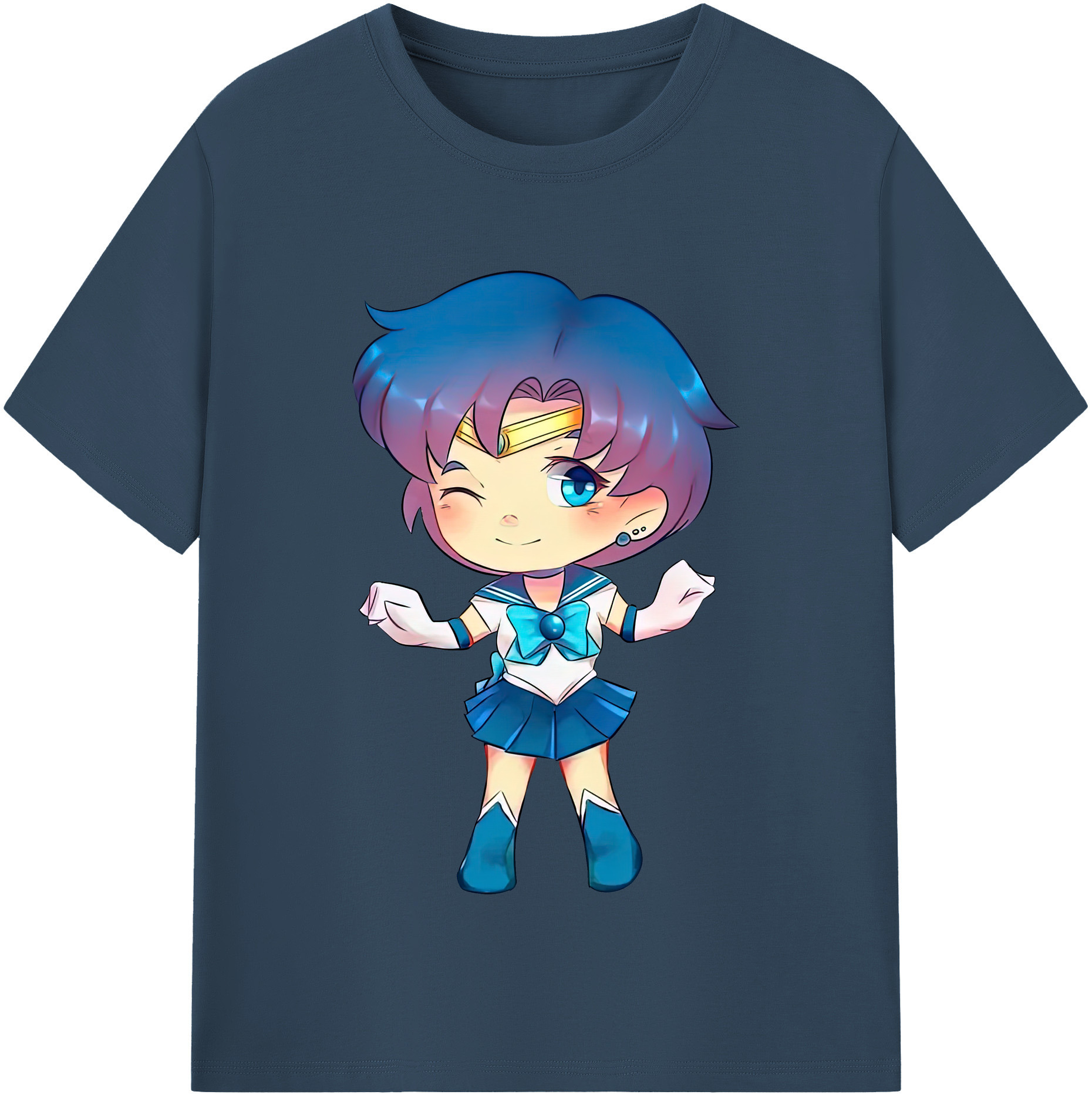 （画像用） 美少女戦士セーラームーン 水野 亜美 みずの あみ Sailor Moon Mizuno Ami 綿100％半袖Tシャツ（フロントプリント）