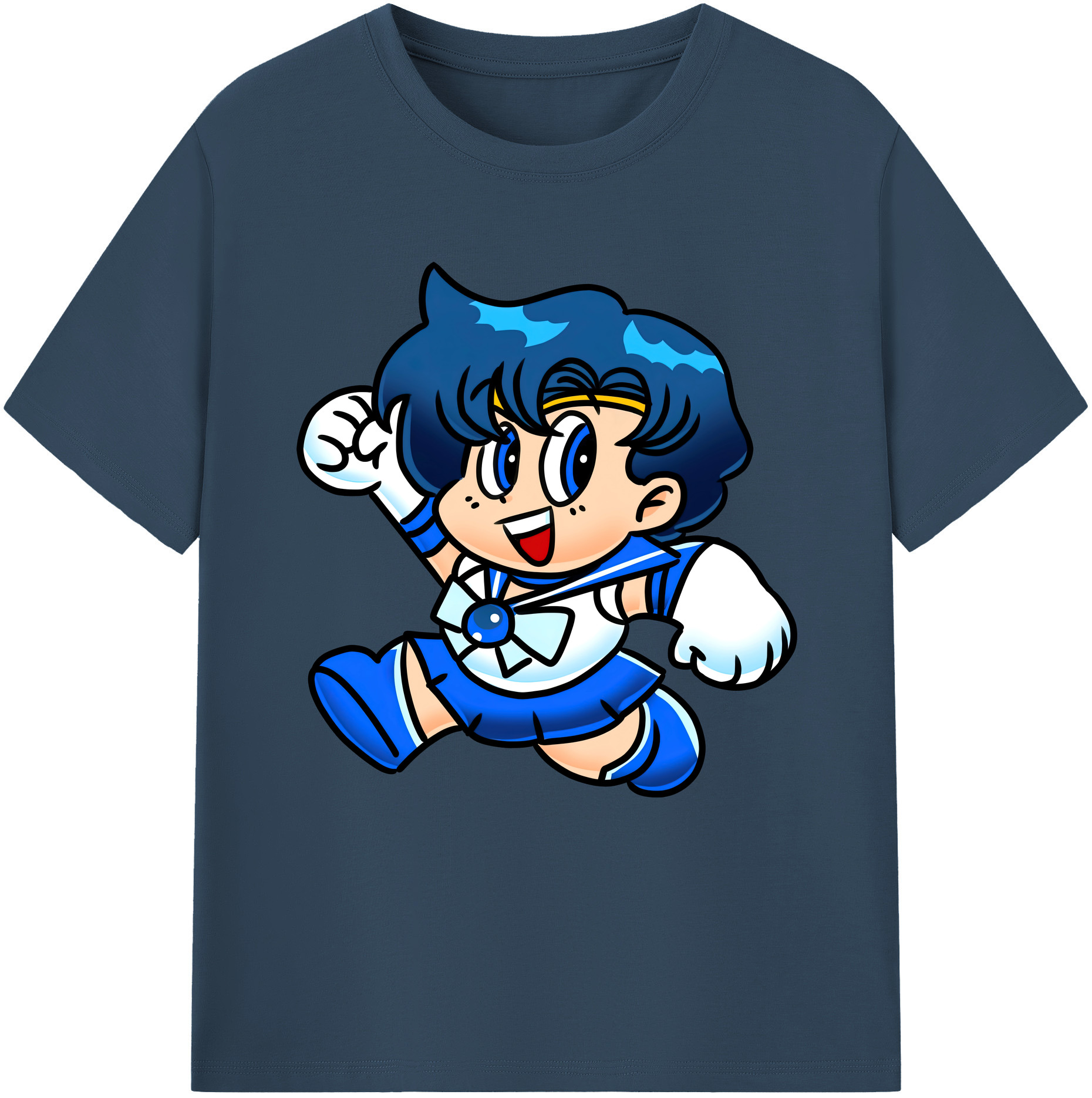 （画像用） 美少女戦士セーラームーン 水野 亜美 みずの あみ Sailor Moon Mizuno Ami 綿100％半袖Tシャツ（フロントプリント）