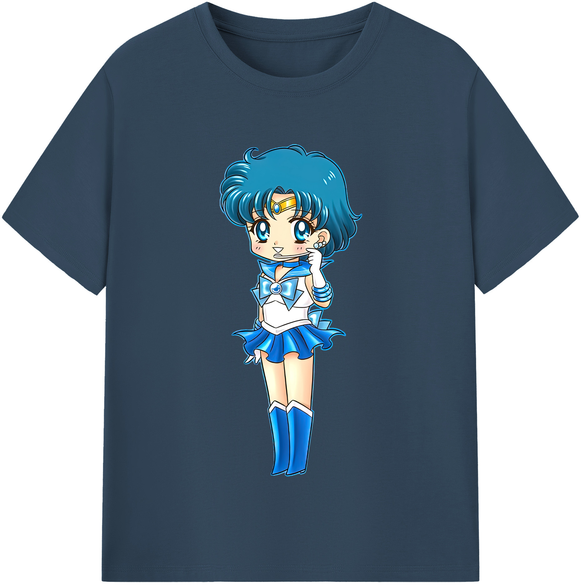 （画像用） 美少女戦士セーラームーン 水野 亜美 みずの あみ Sailor Moon Mizuno Ami 綿100％半袖Tシャツ（フロントプリント）