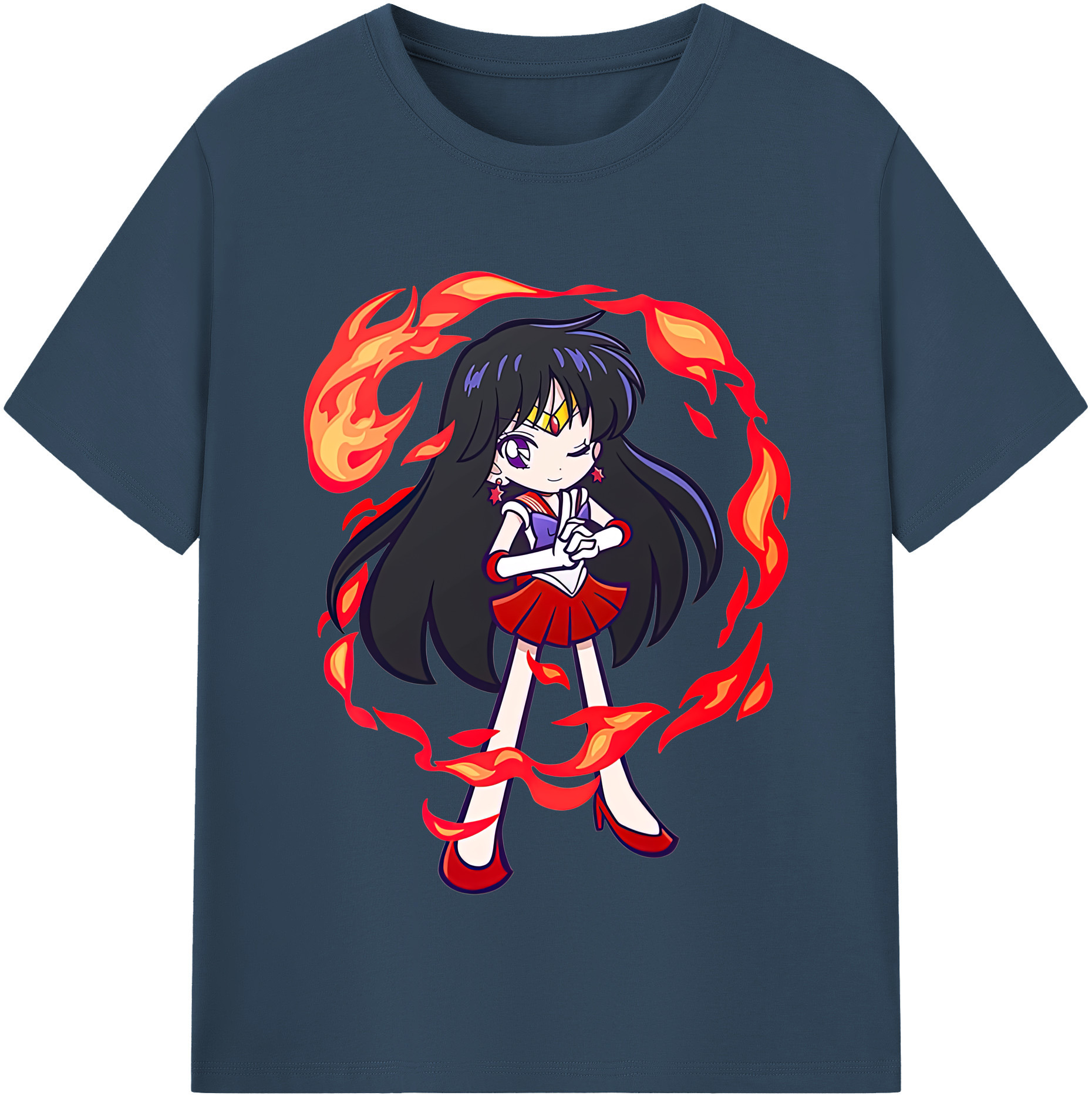 （画像用） 美少女戦士セーラームーン 火野レイ ひの レイ Sailor Moon Hino Rei （セーラーマーズ,Sailor Mars） 綿100％半袖Tシャツ（フロントプリント）