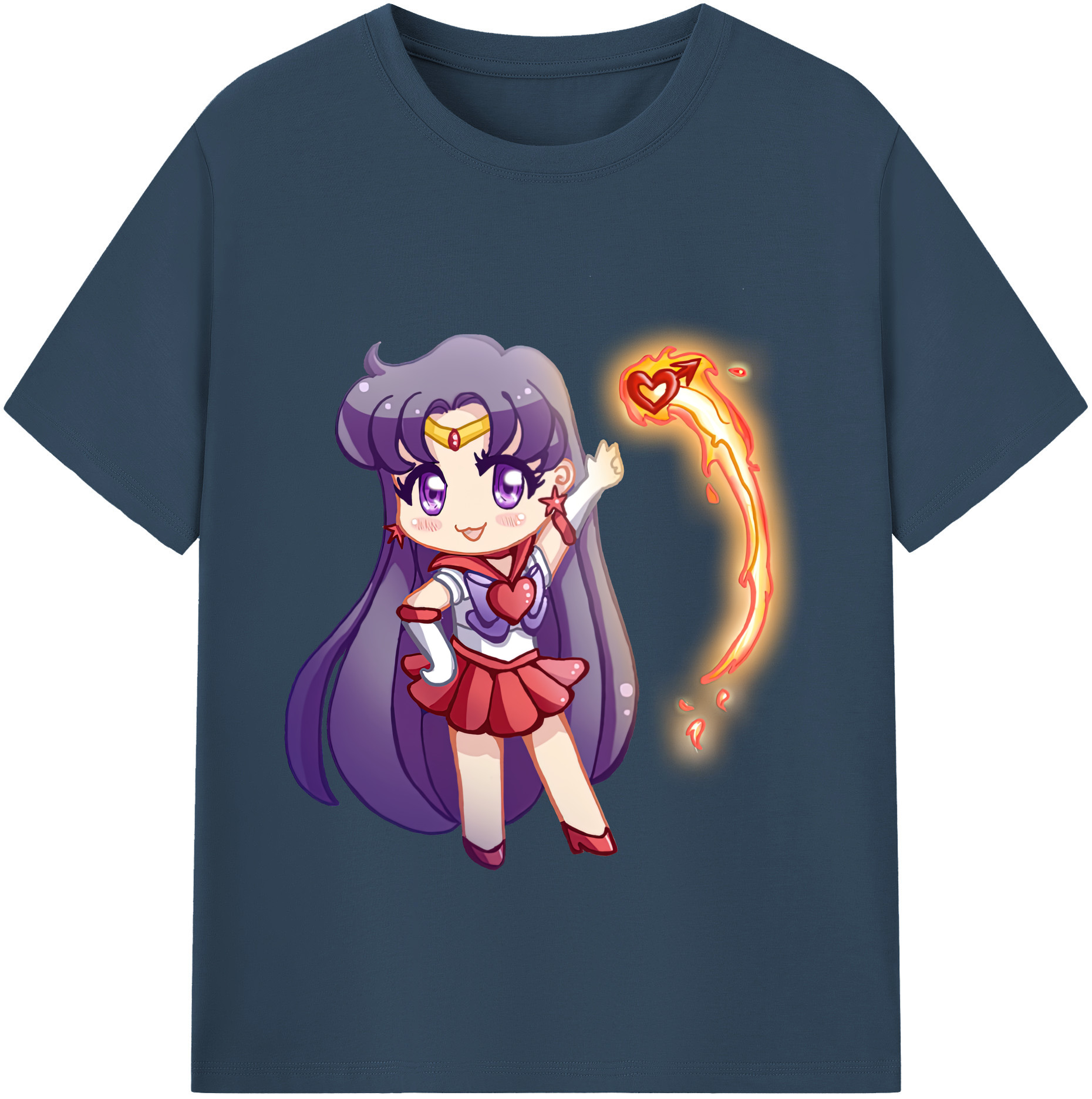 （画像用） 美少女戦士セーラームーン 火野レイ ひの レイ Sailor Moon Hino Rei （セーラーマーズ,Sailor Mars） 綿100％半袖Tシャツ（フロントプリント）