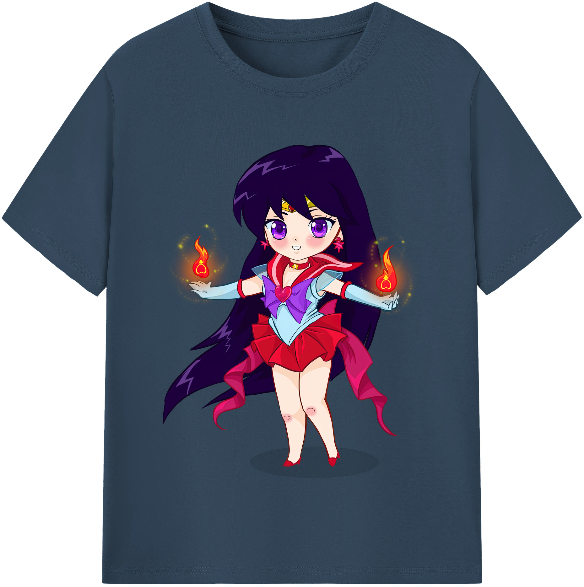 （画像用） 美少女戦士セーラームーン 火野レイ ひの レイ Sailor Moon Hino Rei （セーラーマーズ,Sailor Mars） 綿100％半袖Tシャツ（フロントプリント）