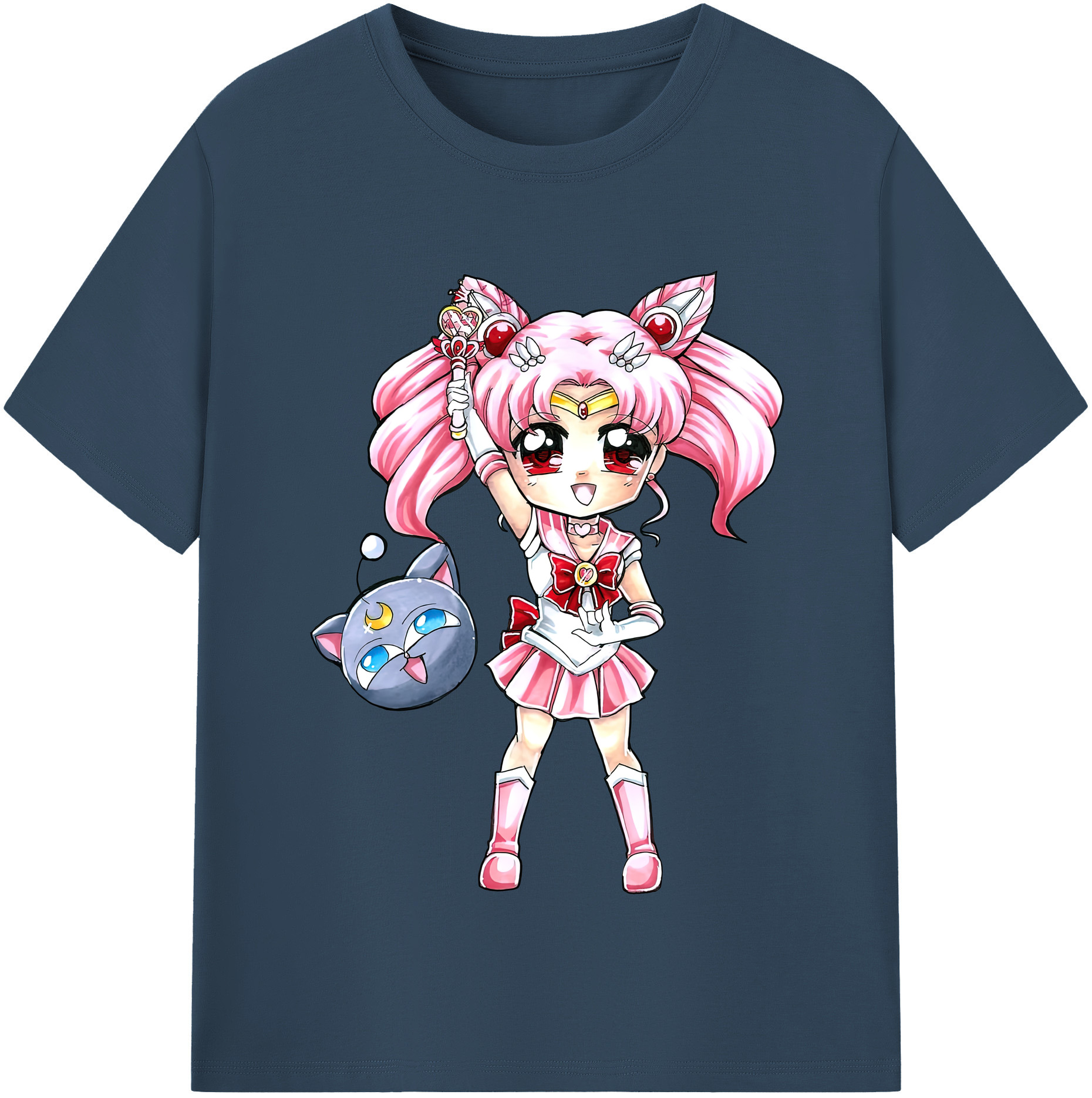（画像用） 美少女戦士セーラームーン ちびうさ Sailor Moon Chibiusa Tsukino Usagi Small Lady Serenity 綿100％半袖Tシャツ（フロントプリント）