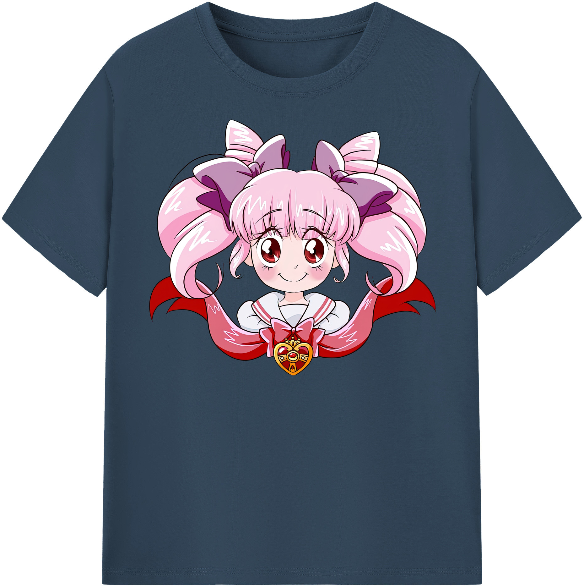 （画像用） 美少女戦士セーラームーン ちびうさ Sailor Moon Chibiusa Tsukino Usagi Small Lady Serenity 綿100％半袖Tシャツ（フロントプリント）
