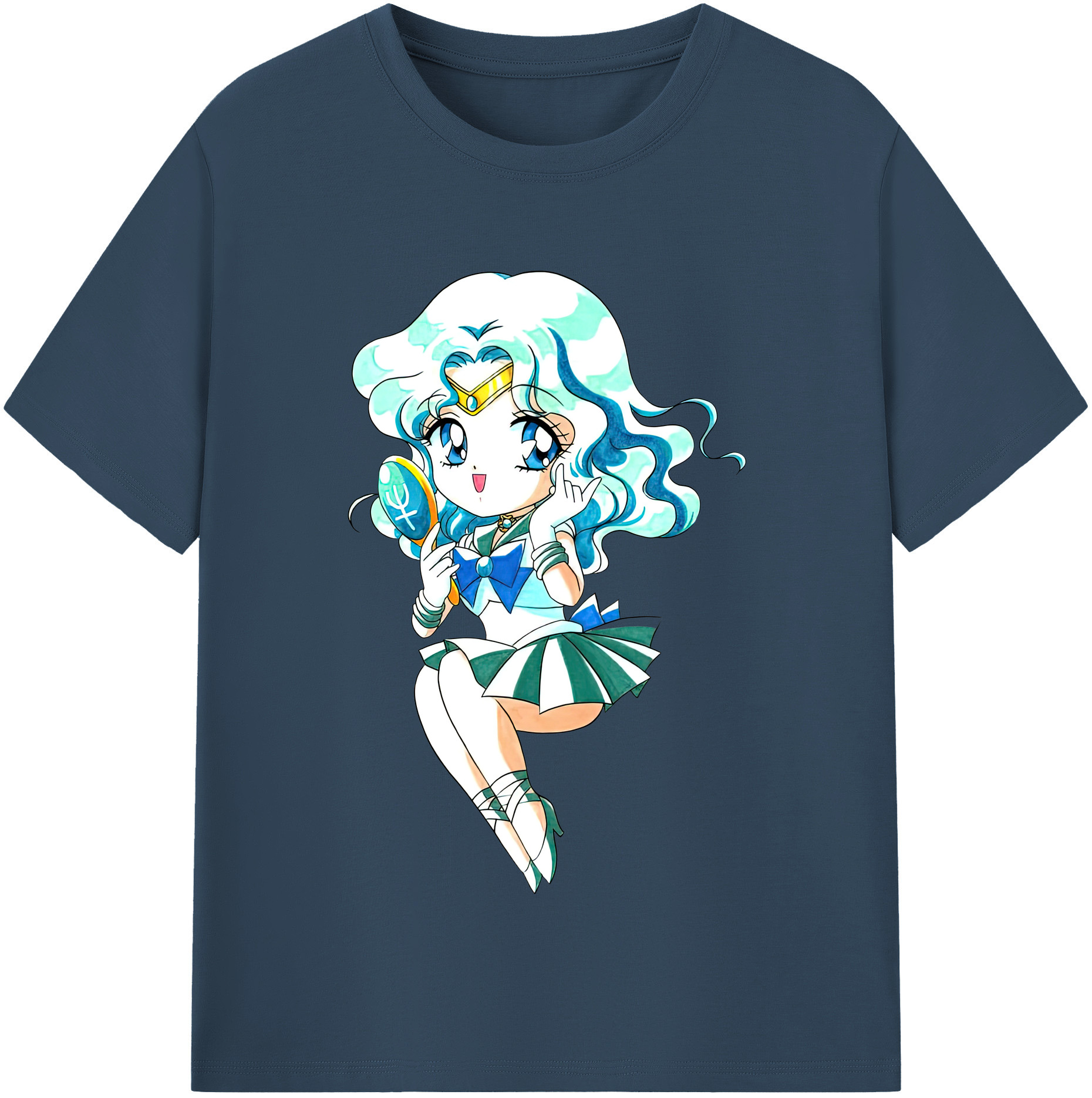 （画像用） 美少女戦士セーラームーン 海王 みちる（かいおう みちる） Sailor Moon Kaiou Michiru 綿100％半袖Tシャツ（フロントプリント）