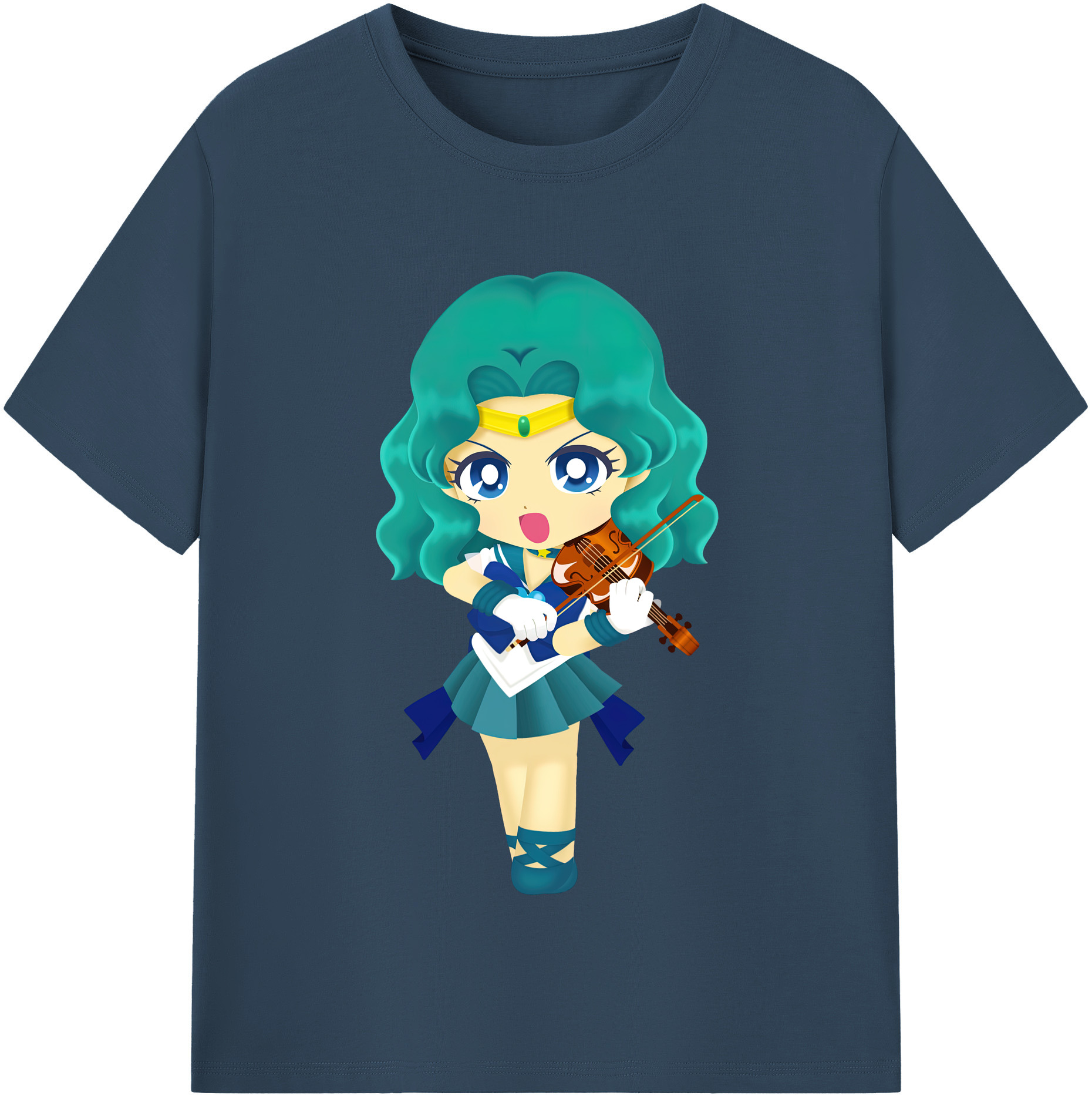 （画像用） 美少女戦士セーラームーン 海王 みちる（かいおう みちる） Sailor Moon Kaiou Michiru 綿100％半袖Tシャツ（フロントプリント）