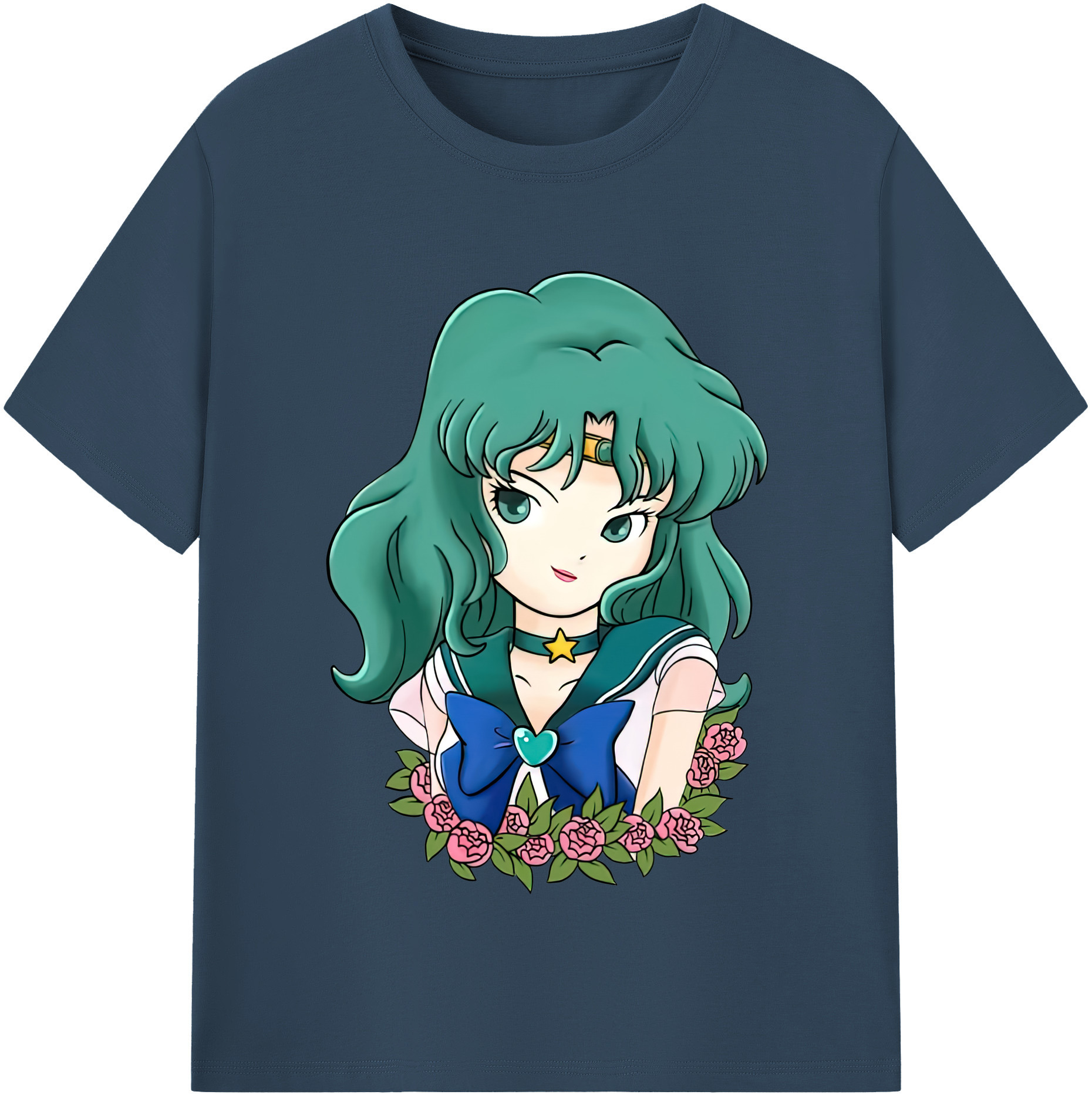 （画像用） 美少女戦士セーラームーン 海王 みちる（かいおう みちる） Sailor Moon Kaiou Michiru 綿100％半袖Tシャツ（フロントプリント）