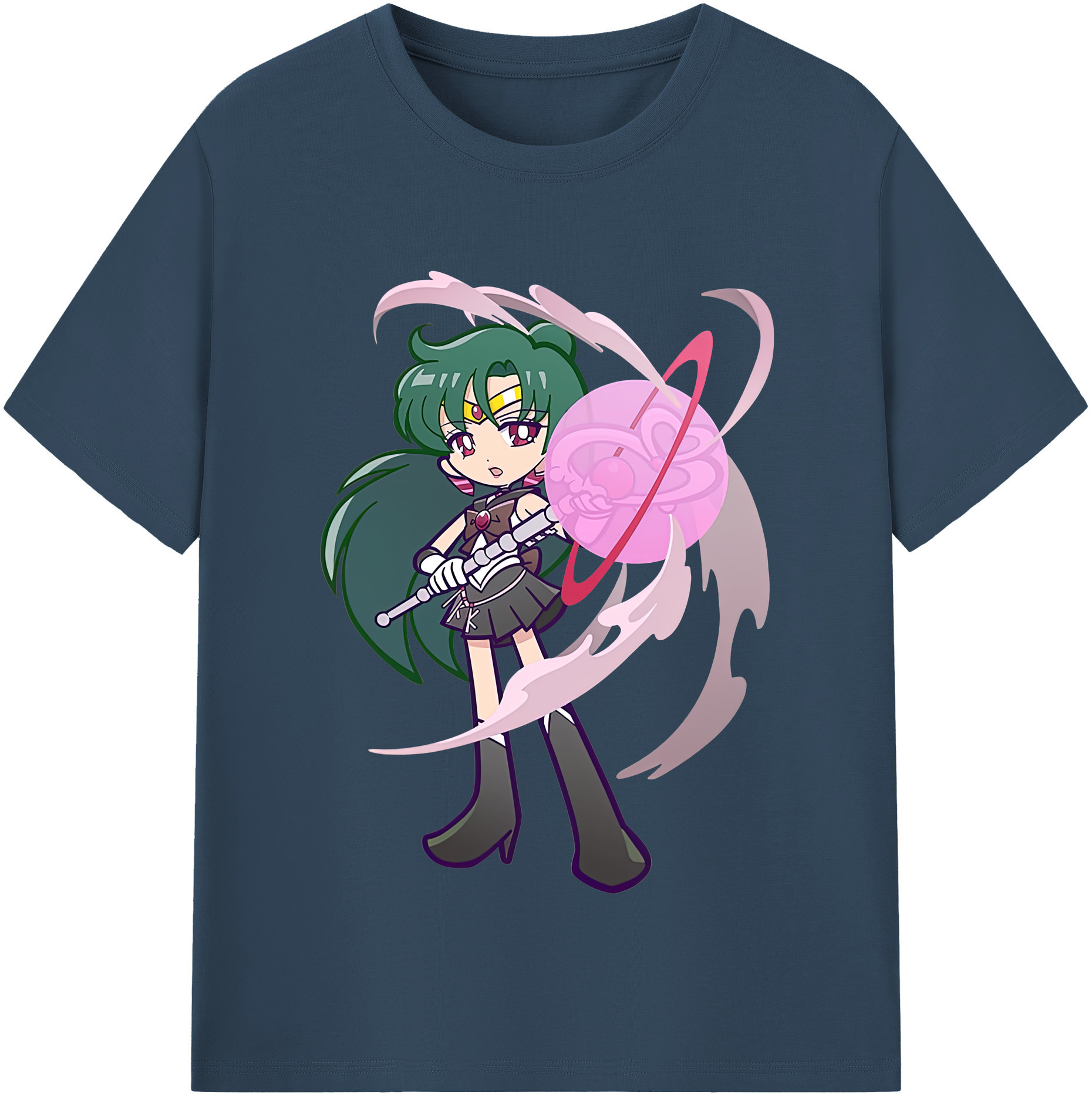 （画像用） 美少女戦士セーラームーン 冥王せつな Sailor Moon Meiou Setsuna 綿100％半袖Tシャツ（フロントプリント）