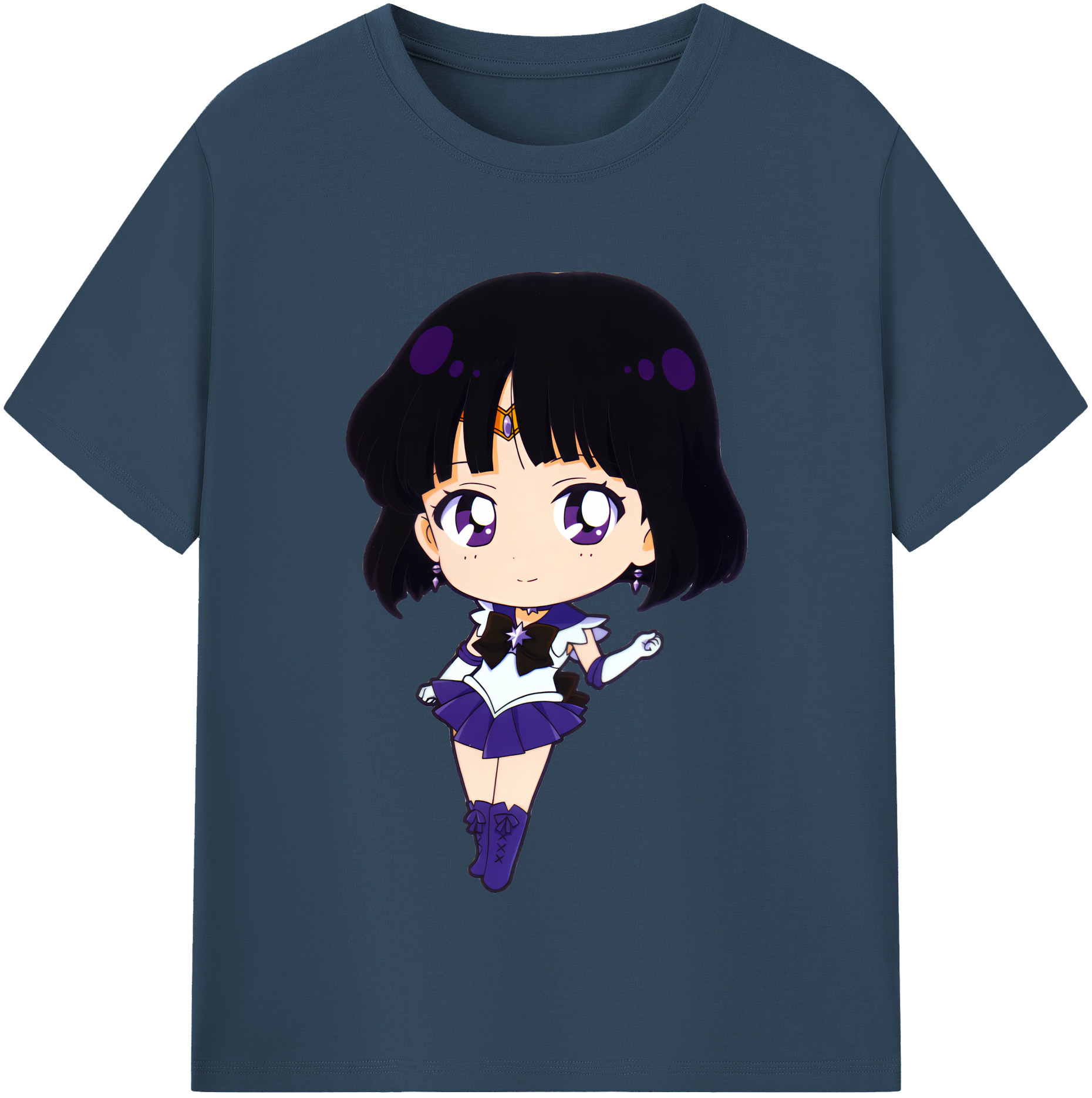 （画像用） 美少女戦士セーラームーン 土萠ほたる Sailor Moon Tomoe Hotaru （セーラーサターン；Sailor Saturn） 綿100％半袖Tシャツ（フロントプリント）