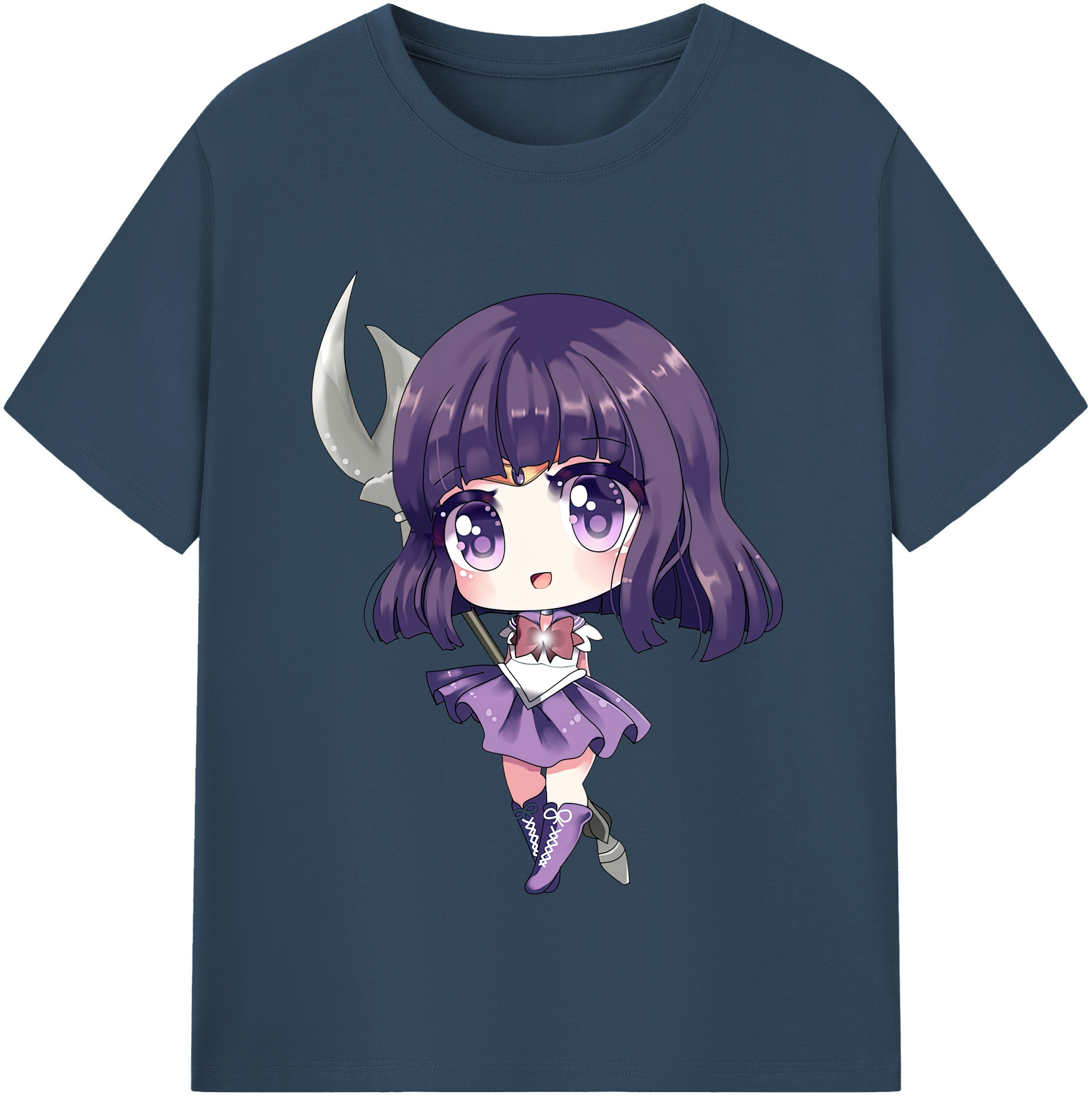 （画像用） 美少女戦士セーラームーン 土萠ほたる Sailor Moon Tomoe Hotaru （セーラーサターン；Sailor Saturn） 綿100％半袖Tシャツ（フロントプリント）