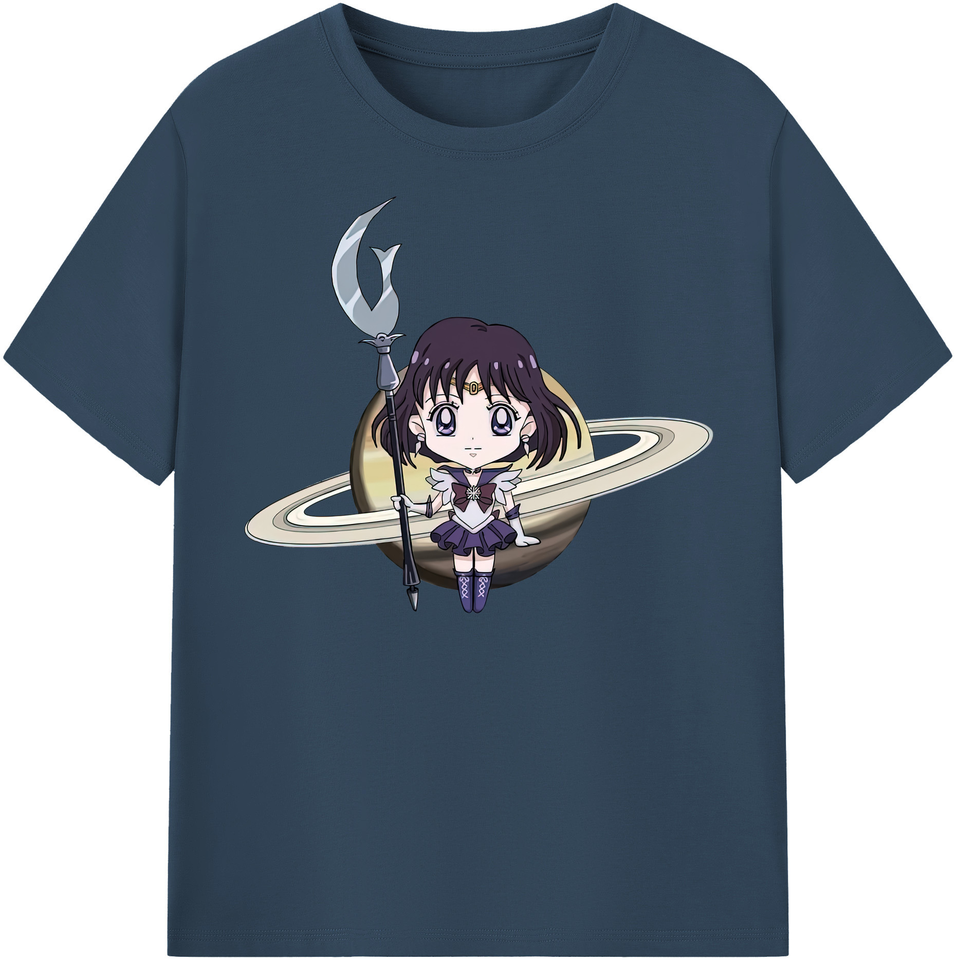 （画像用） 美少女戦士セーラームーン 土萠ほたる Sailor Moon Tomoe Hotaru （セーラーサターン；Sailor Saturn） 綿100％半袖Tシャツ（フロントプリント）