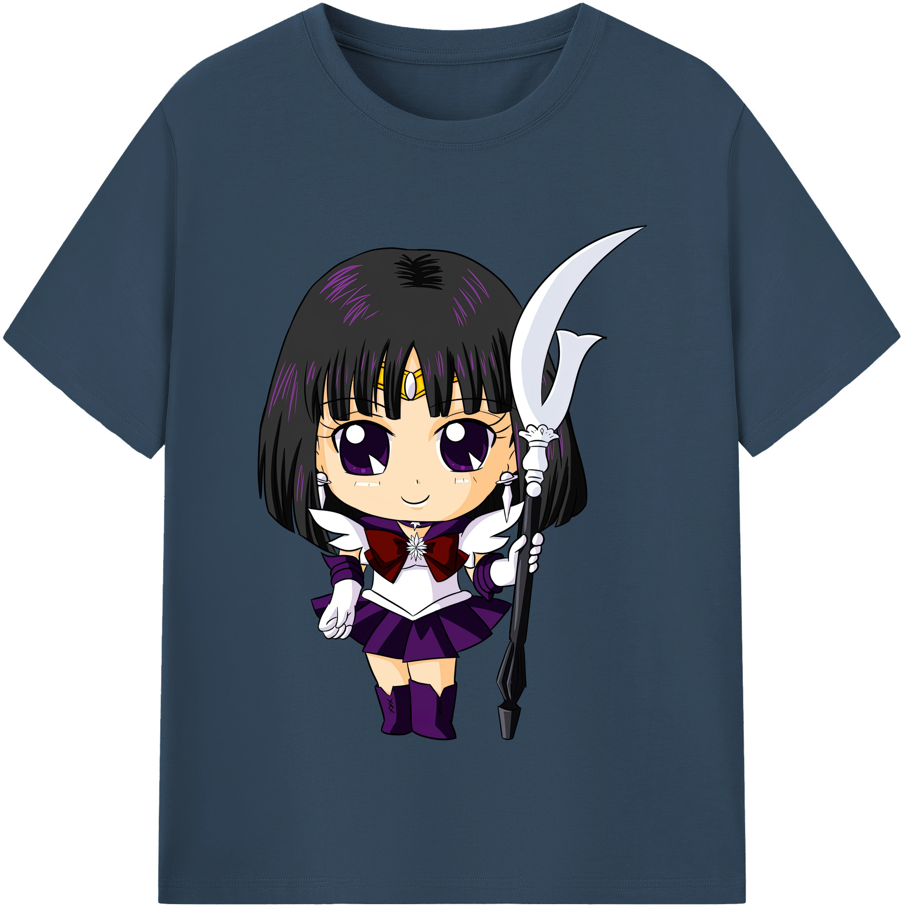 （画像用） 美少女戦士セーラームーン 土萠ほたる Sailor Moon Tomoe Hotaru （セーラーサターン；Sailor Saturn） 綿100％半袖Tシャツ（フロントプリント）
