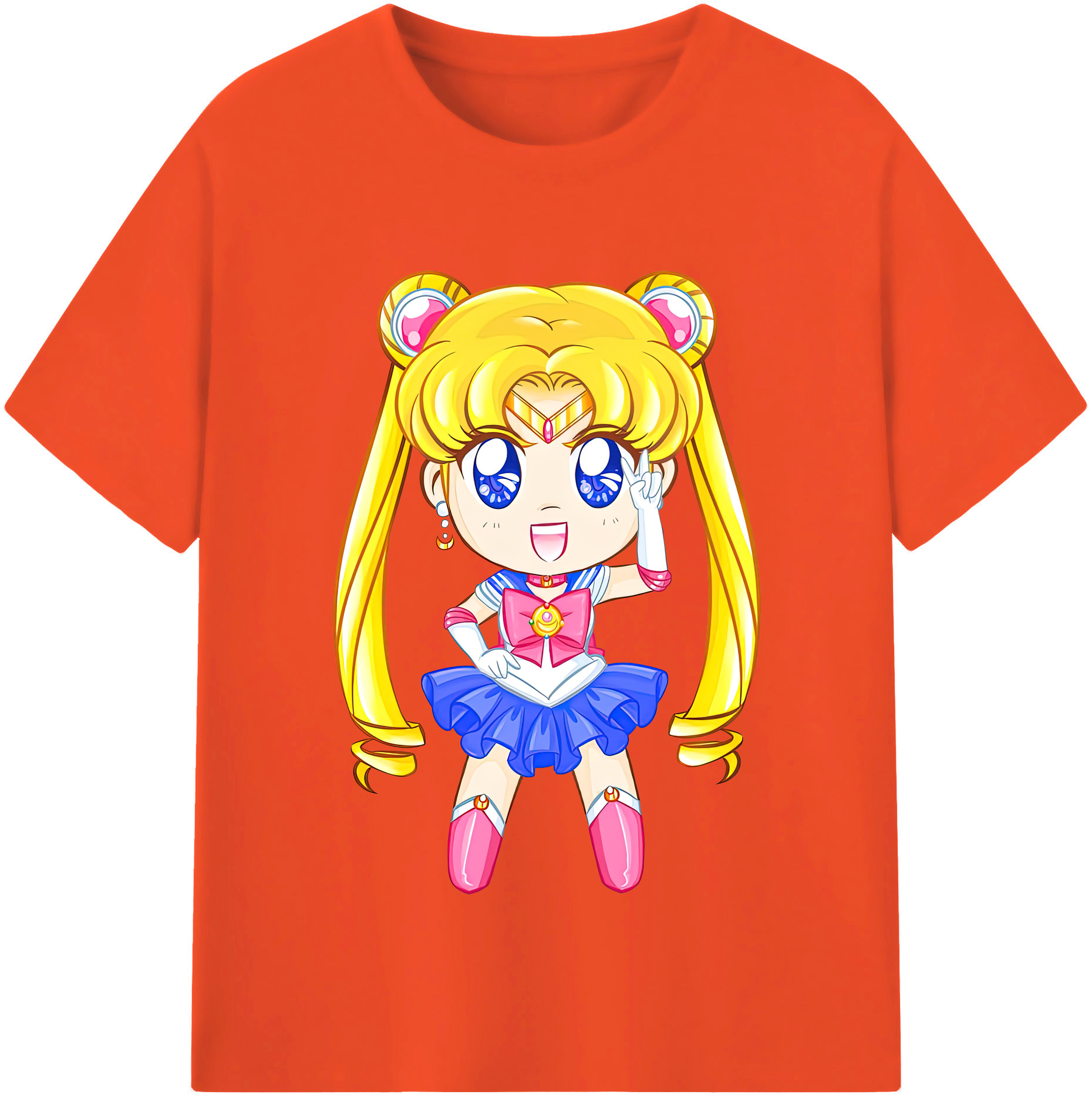 （画像用） 美少女戦士セーラームーン 月野 うさぎ つきの うさぎ Sailor Moon Tsukino Usagi 綿100％半袖Tシャツ（フロントプリント）