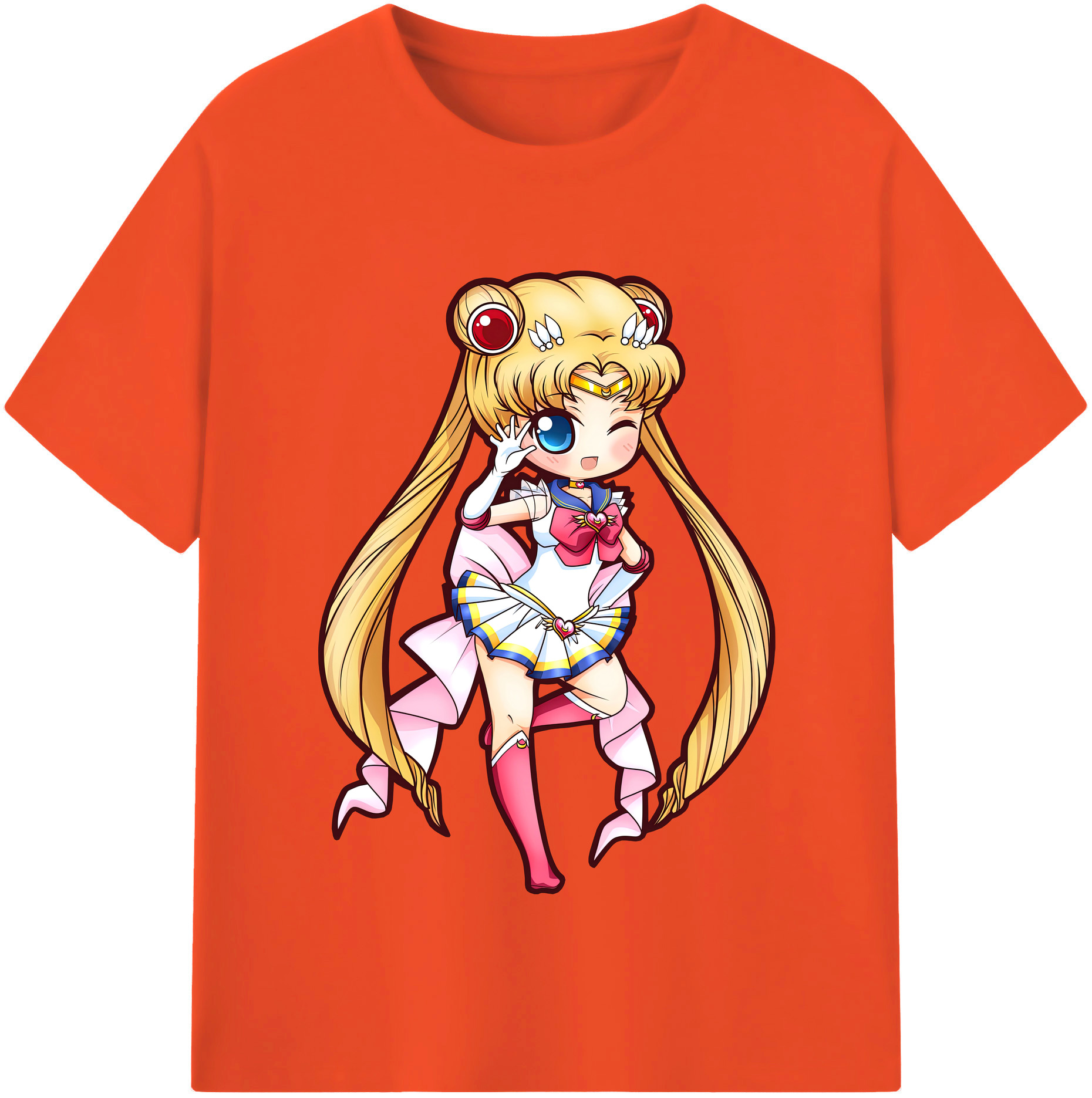 （画像用） 美少女戦士セーラームーン 月野 うさぎ つきの うさぎ Sailor Moon Tsukino Usagi 綿100％半袖Tシャツ（フロントプリント）