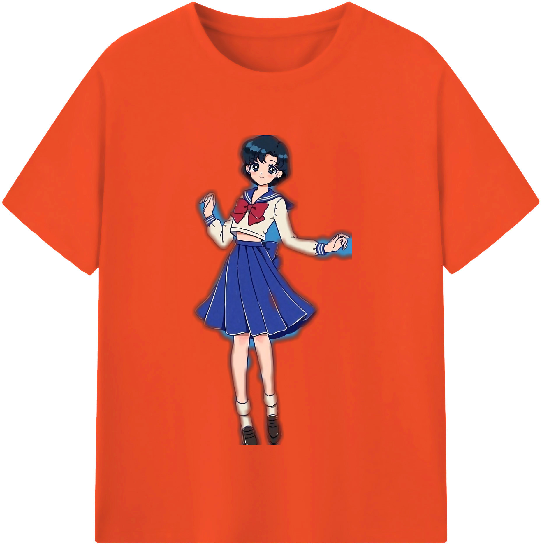 （画像用） 美少女戦士セーラームーン 水野 亜美 みずの あみ Sailor Moon Mizuno Ami 綿100％半袖Tシャツ（フロントプリント）