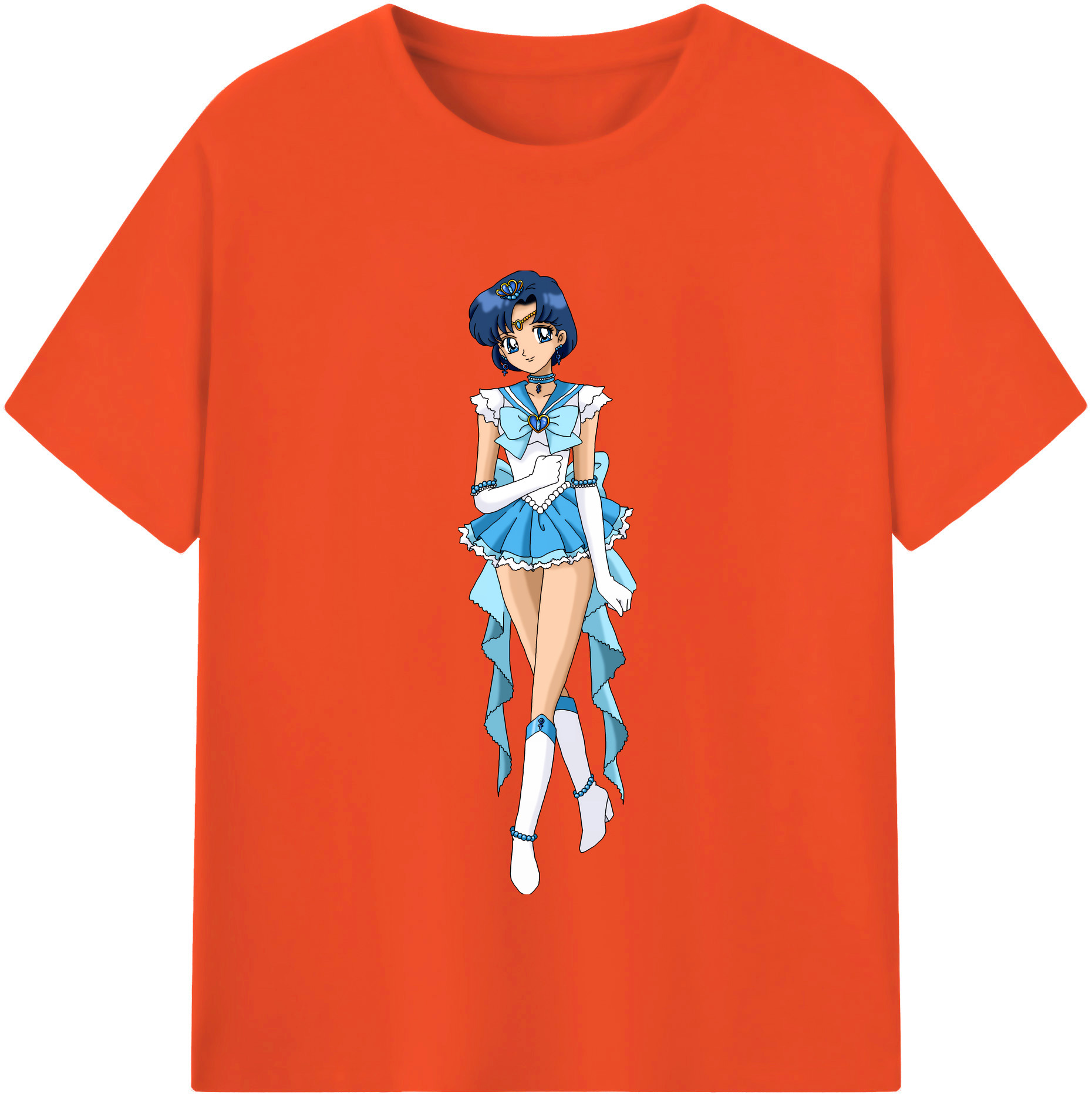 （画像用） 美少女戦士セーラームーン 水野 亜美 みずの あみ Sailor Moon Mizuno Ami 綿100％半袖Tシャツ（フロントプリント）