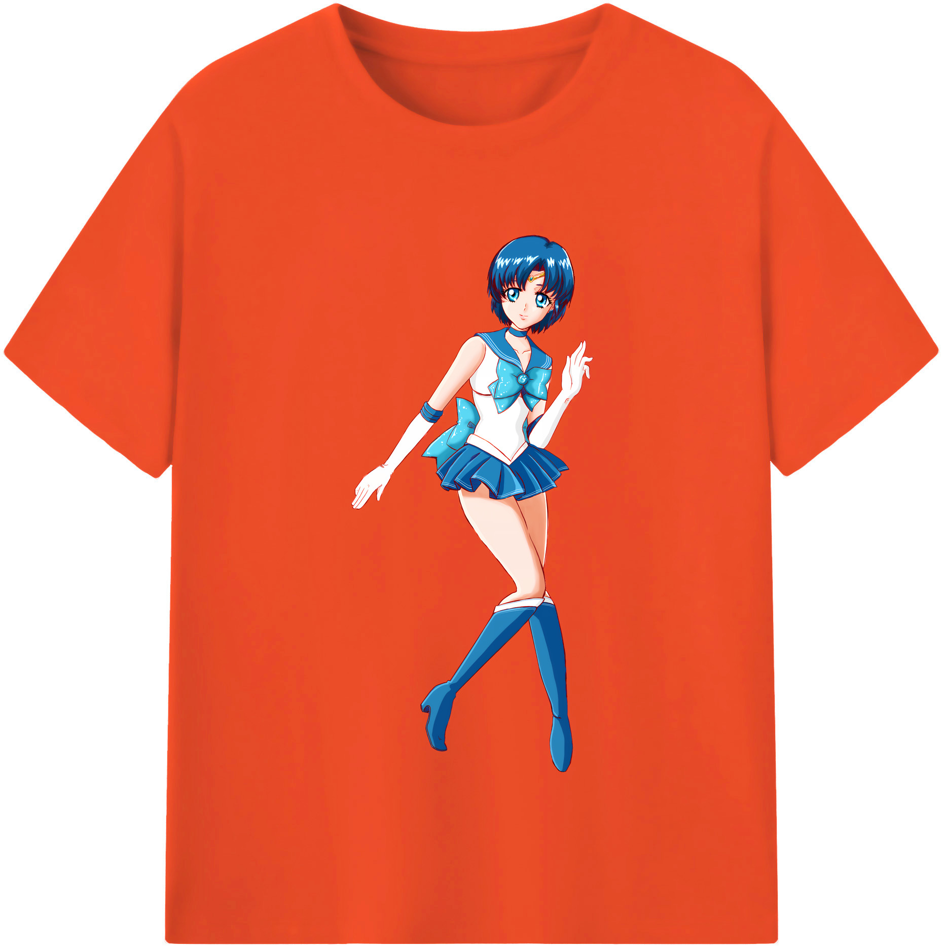 （画像用） 美少女戦士セーラームーン 水野 亜美 みずの あみ Sailor Moon Mizuno Ami 綿100％半袖Tシャツ（フロントプリント）