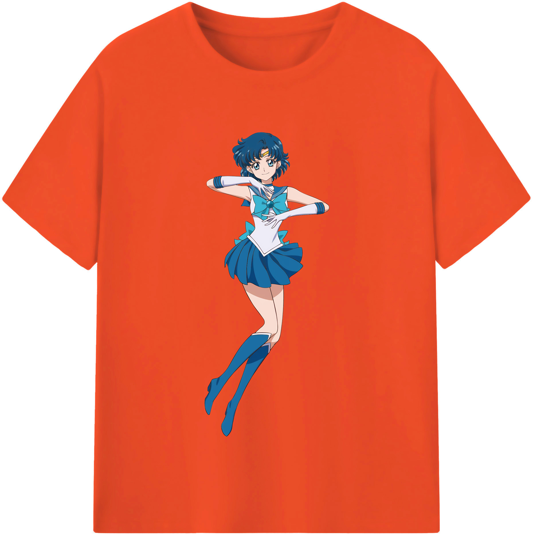 （画像用） 美少女戦士セーラームーン 水野 亜美 みずの あみ Sailor Moon Mizuno Ami 綿100％半袖Tシャツ（フロントプリント）