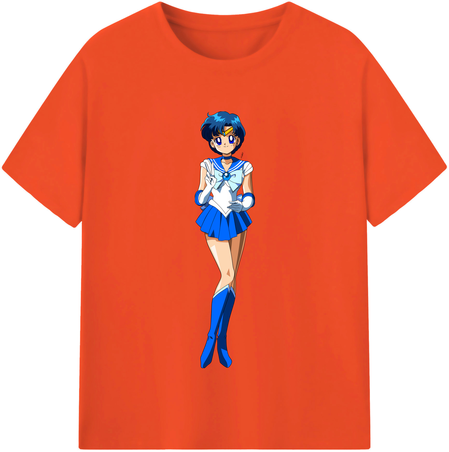 （画像用） 美少女戦士セーラームーン 水野 亜美 みずの あみ Sailor Moon Mizuno Ami 綿100％半袖Tシャツ（フロントプリント）