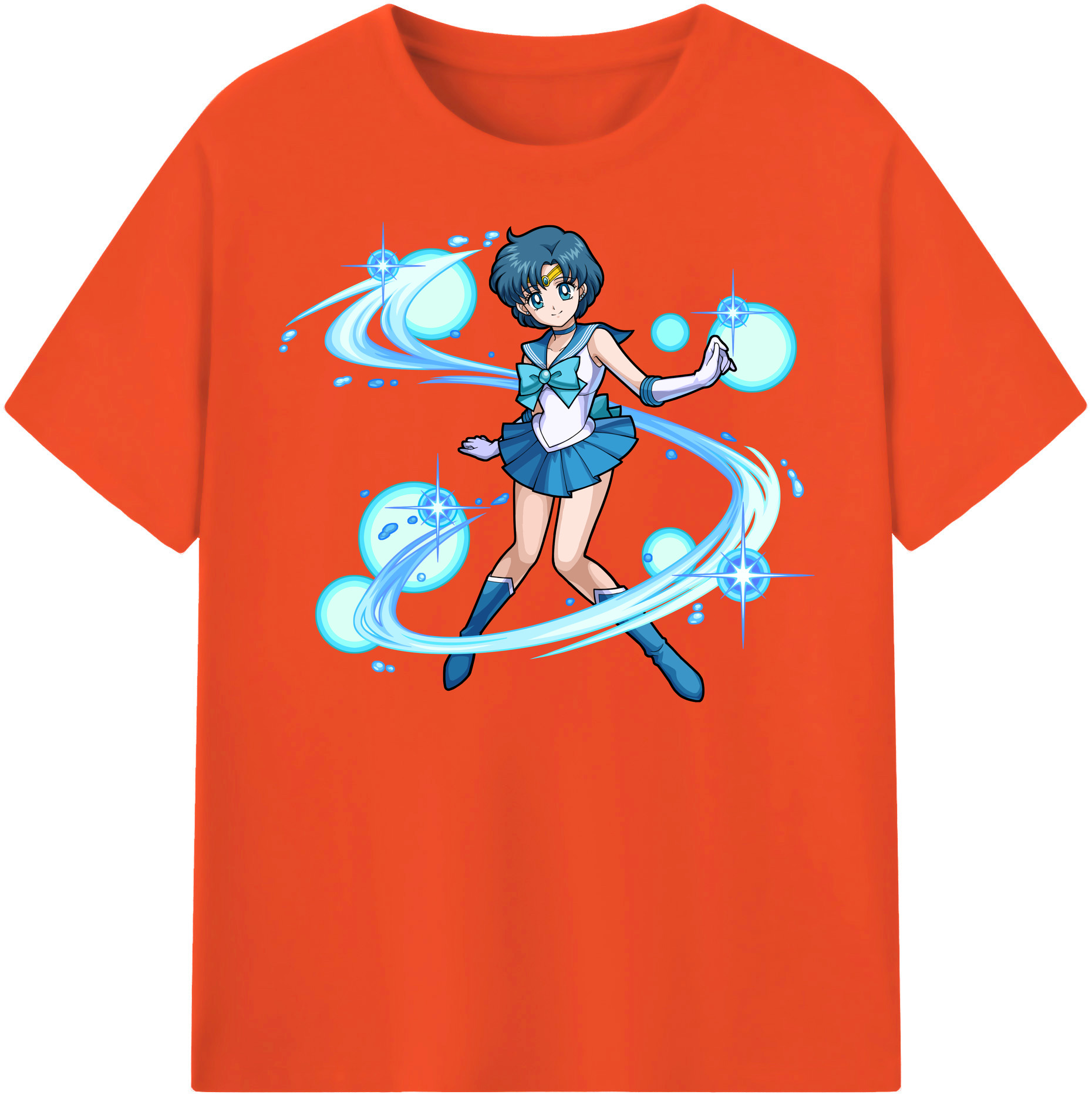 （画像用） 美少女戦士セーラームーン 水野 亜美 みずの あみ Sailor Moon Mizuno Ami 綿100％半袖Tシャツ（フロントプリント）