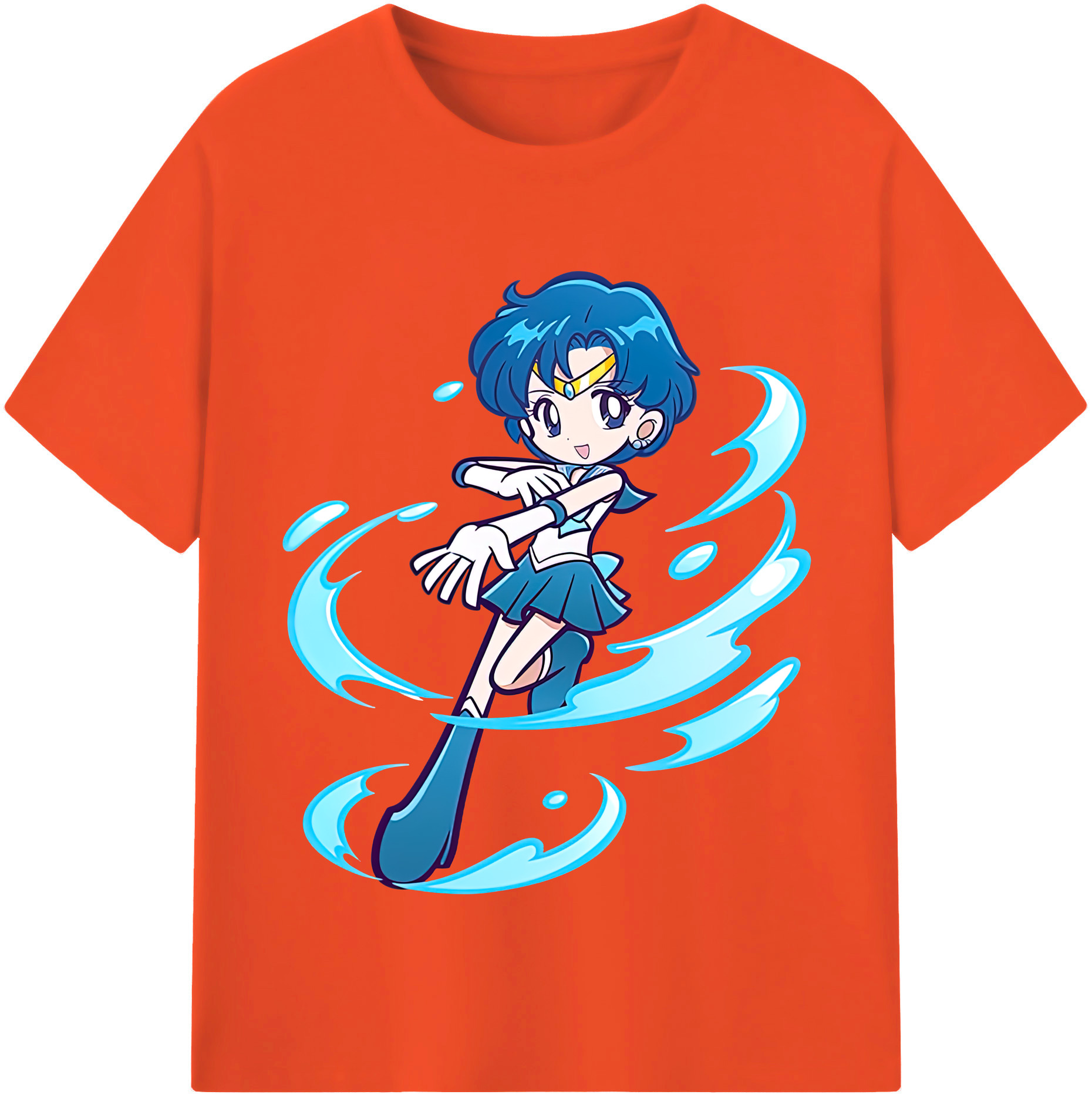 （画像用） 美少女戦士セーラームーン 水野 亜美 みずの あみ Sailor Moon Mizuno Ami 綿100％半袖Tシャツ（フロントプリント）
