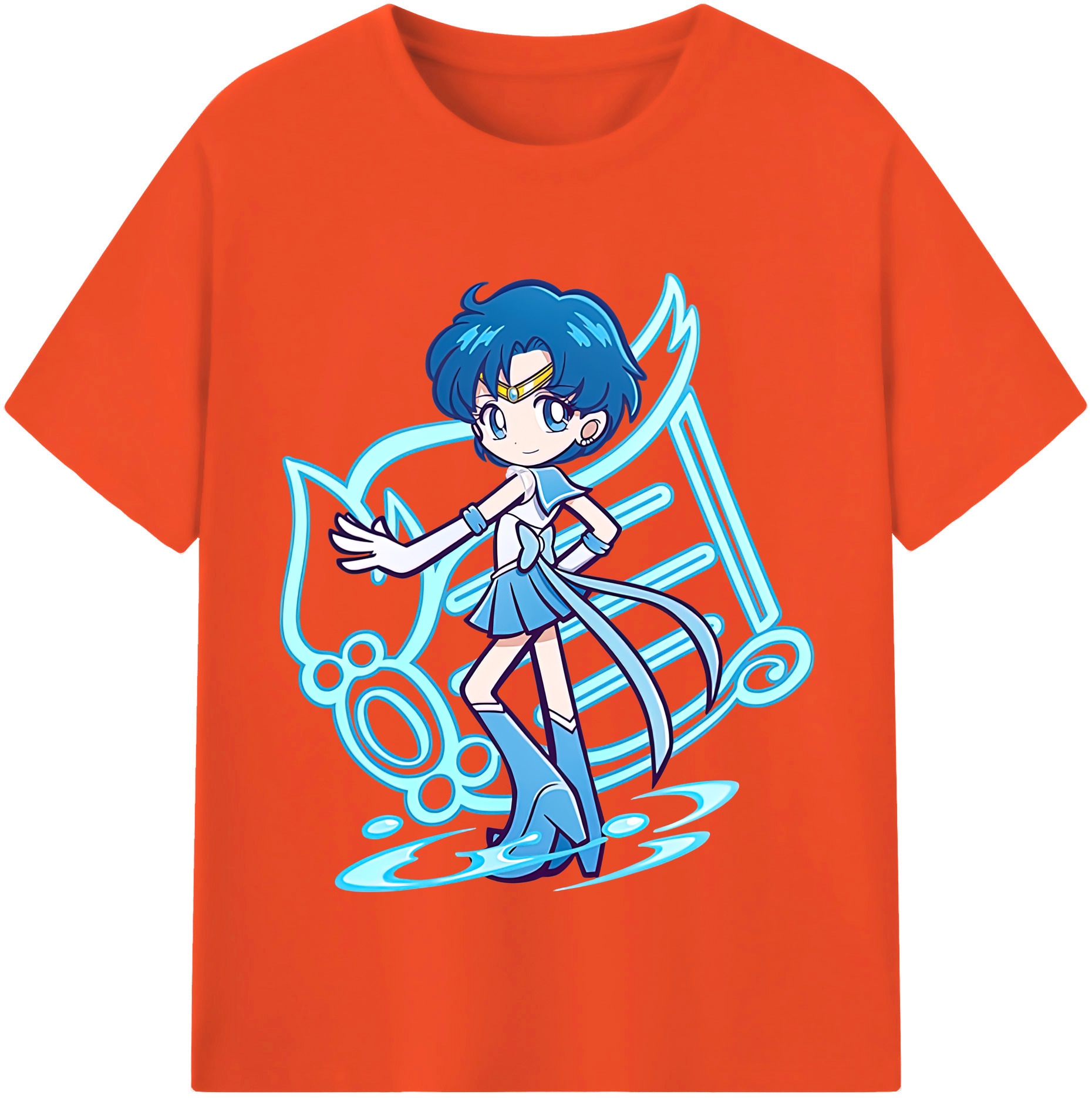（画像用） 美少女戦士セーラームーン 水野 亜美 みずの あみ Sailor Moon Mizuno Ami 綿100％半袖Tシャツ（フロントプリント）