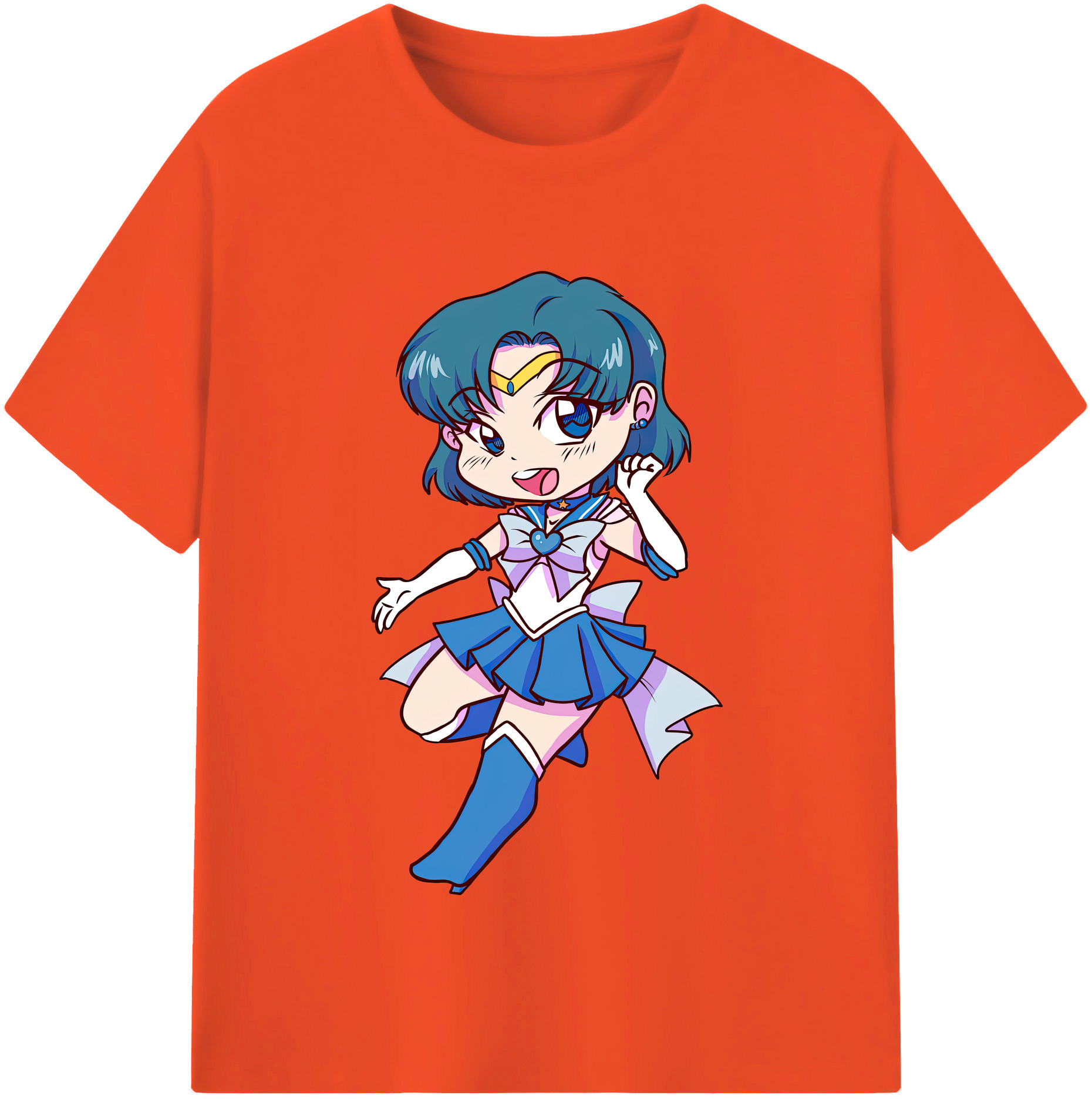 （画像用） 美少女戦士セーラームーン 水野 亜美 みずの あみ Sailor Moon Mizuno Ami 綿100％半袖Tシャツ（フロントプリント）