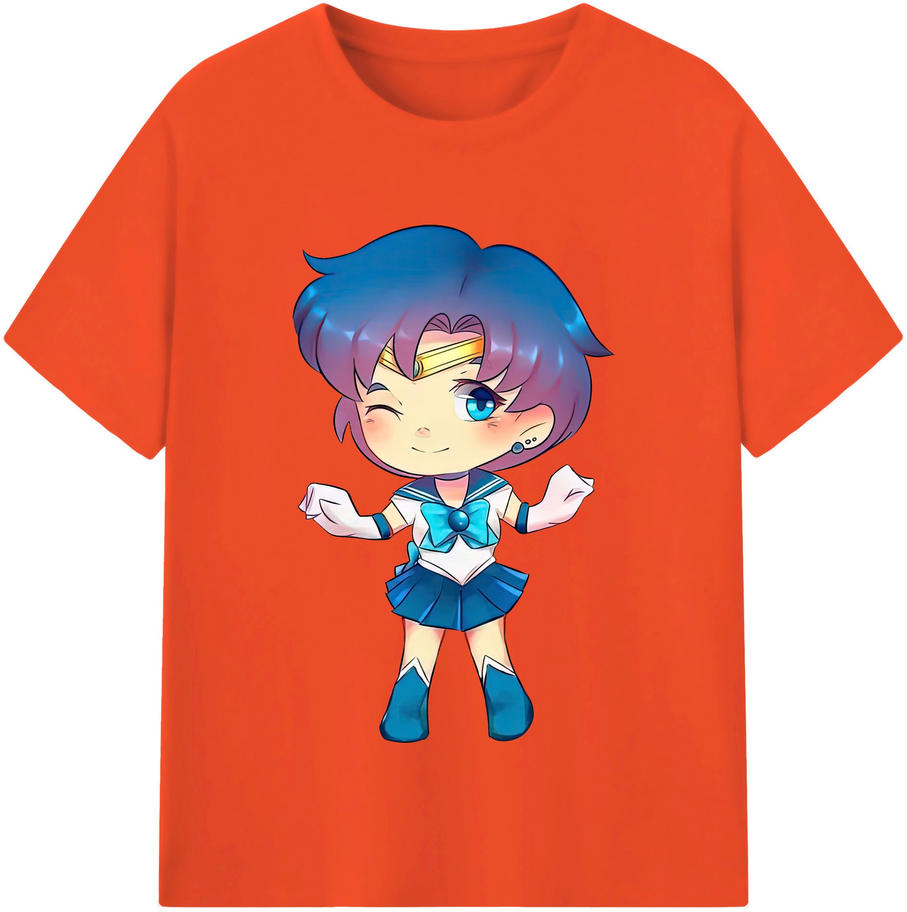 （画像用） 美少女戦士セーラームーン 水野 亜美 みずの あみ Sailor Moon Mizuno Ami 綿100％半袖Tシャツ（フロントプリント）