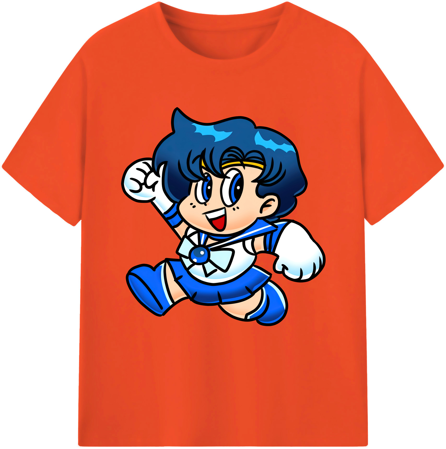 （画像用） 美少女戦士セーラームーン 水野 亜美 みずの あみ Sailor Moon Mizuno Ami 綿100％半袖Tシャツ（フロントプリント）