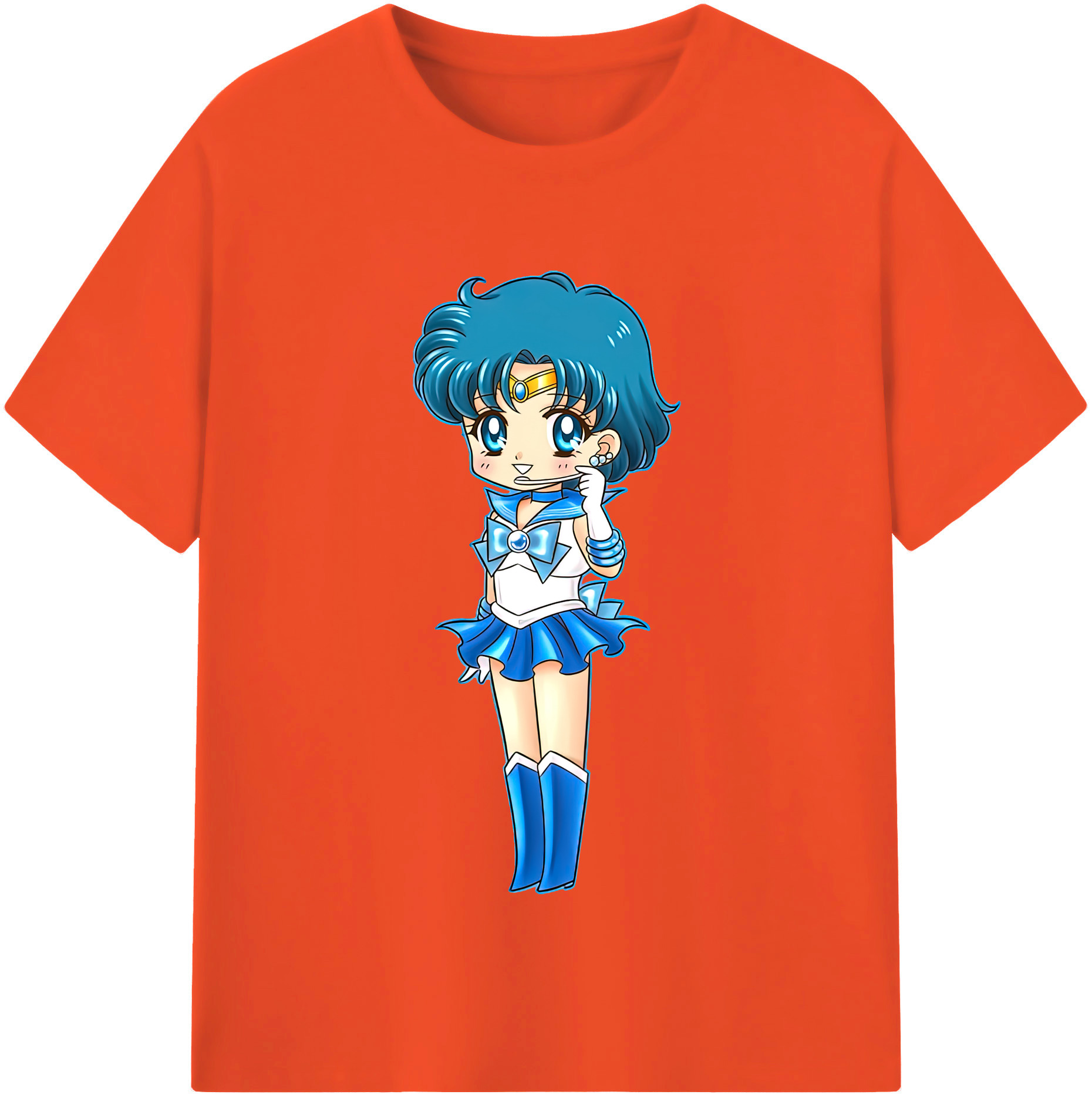 （画像用） 美少女戦士セーラームーン 水野 亜美 みずの あみ Sailor Moon Mizuno Ami 綿100％半袖Tシャツ（フロントプリント）