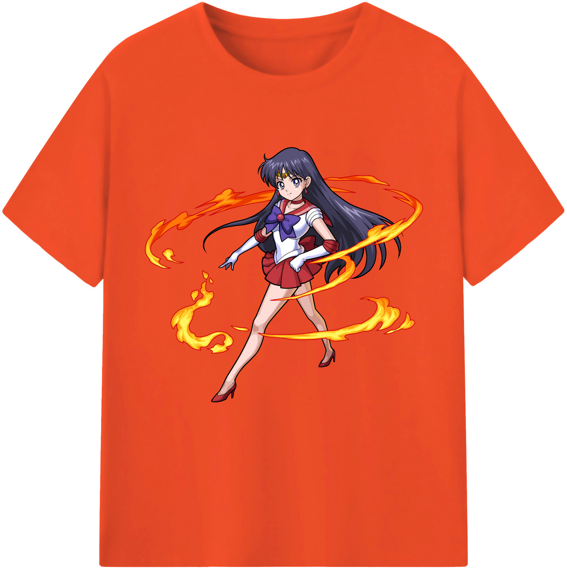 （画像用） 美少女戦士セーラームーン 火野レイ ひの レイ Sailor Moon Hino Rei （セーラーマーズ,Sailor Mars） 綿100％半袖Tシャツ（フロントプリント）