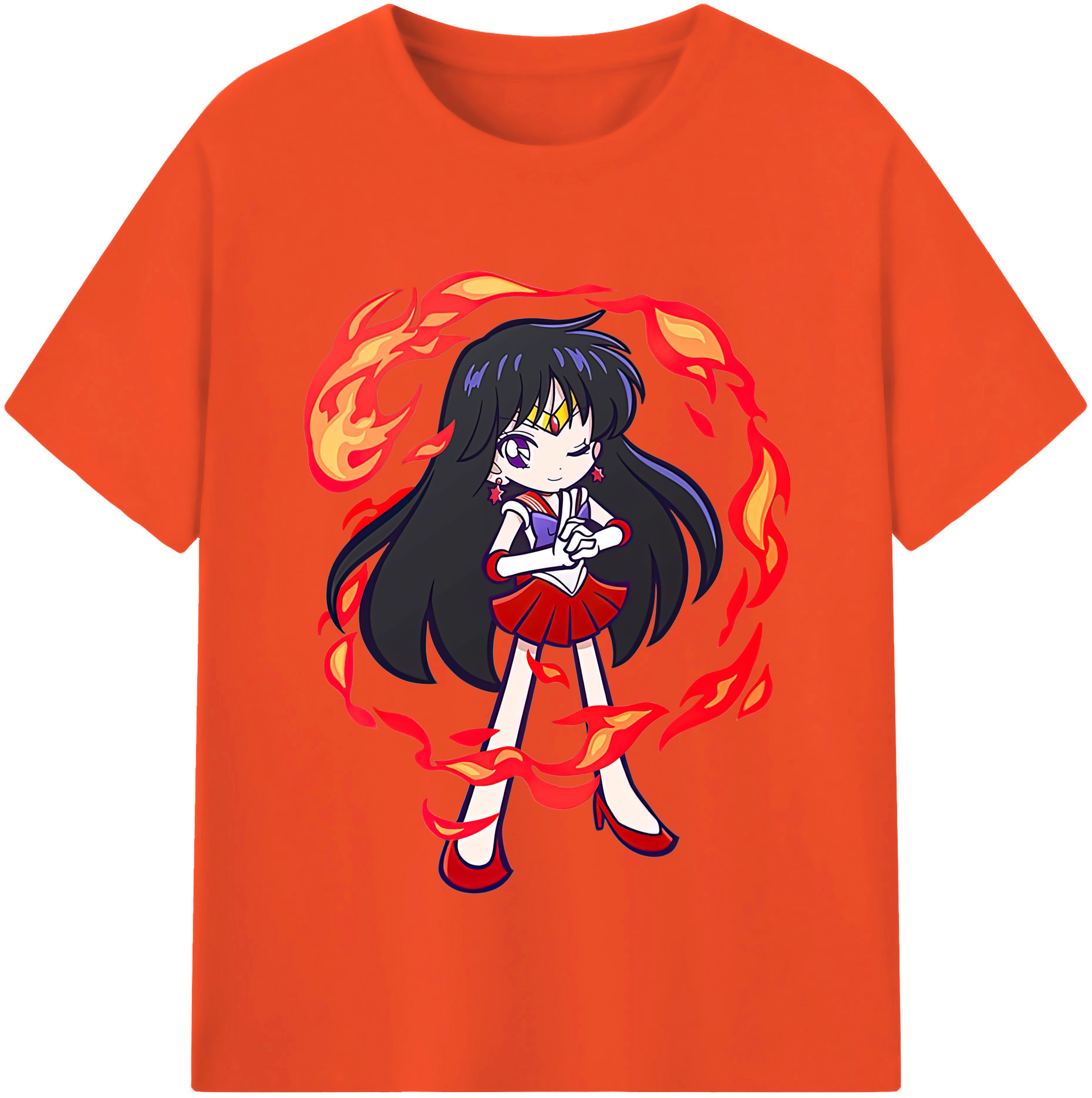 （画像用） 美少女戦士セーラームーン 火野レイ ひの レイ Sailor Moon Hino Rei （セーラーマーズ,Sailor Mars） 綿100％半袖Tシャツ（フロントプリント）