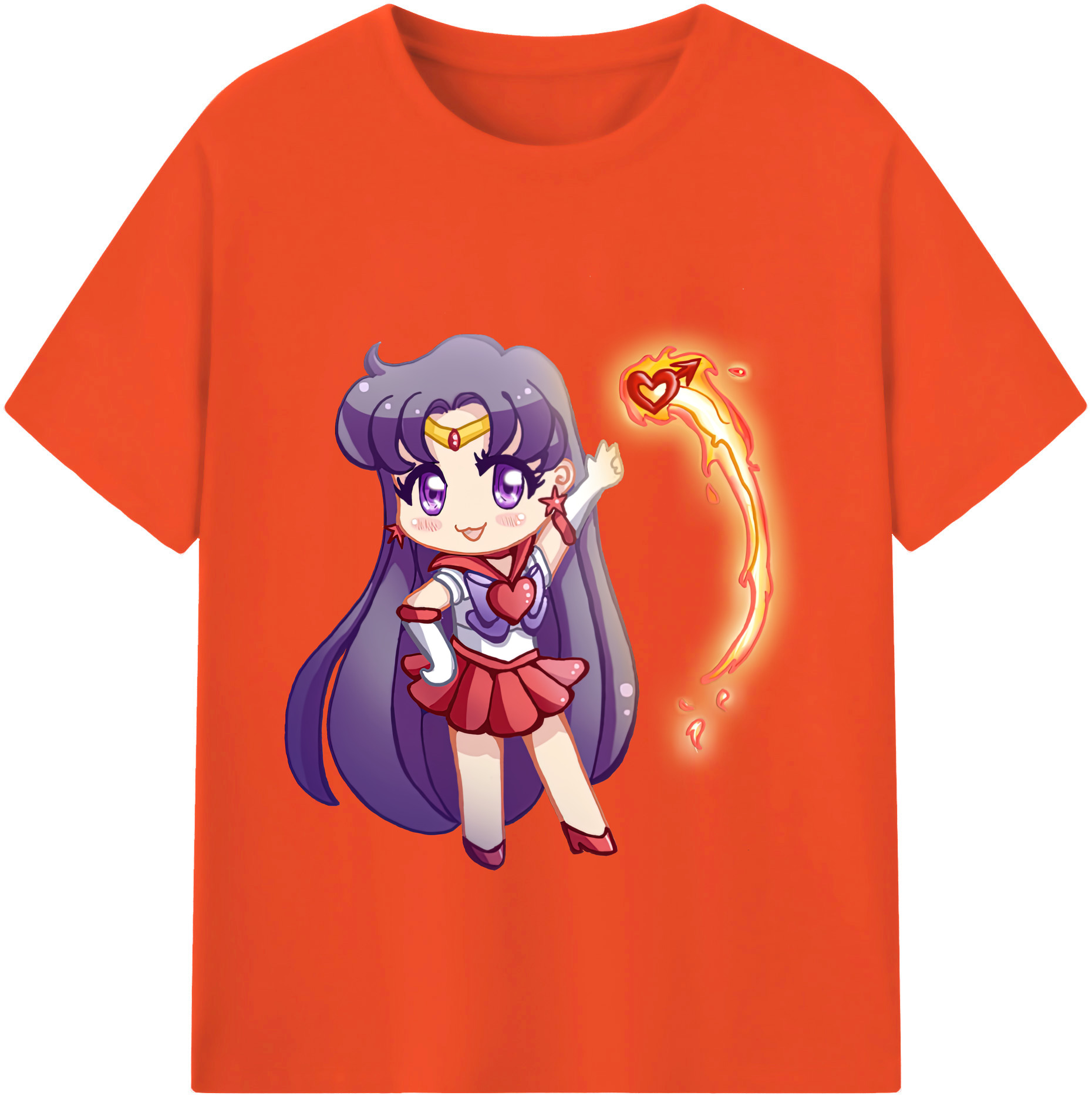 （画像用） 美少女戦士セーラームーン 火野レイ ひの レイ Sailor Moon Hino Rei （セーラーマーズ,Sailor Mars） 綿100％半袖Tシャツ（フロントプリント）