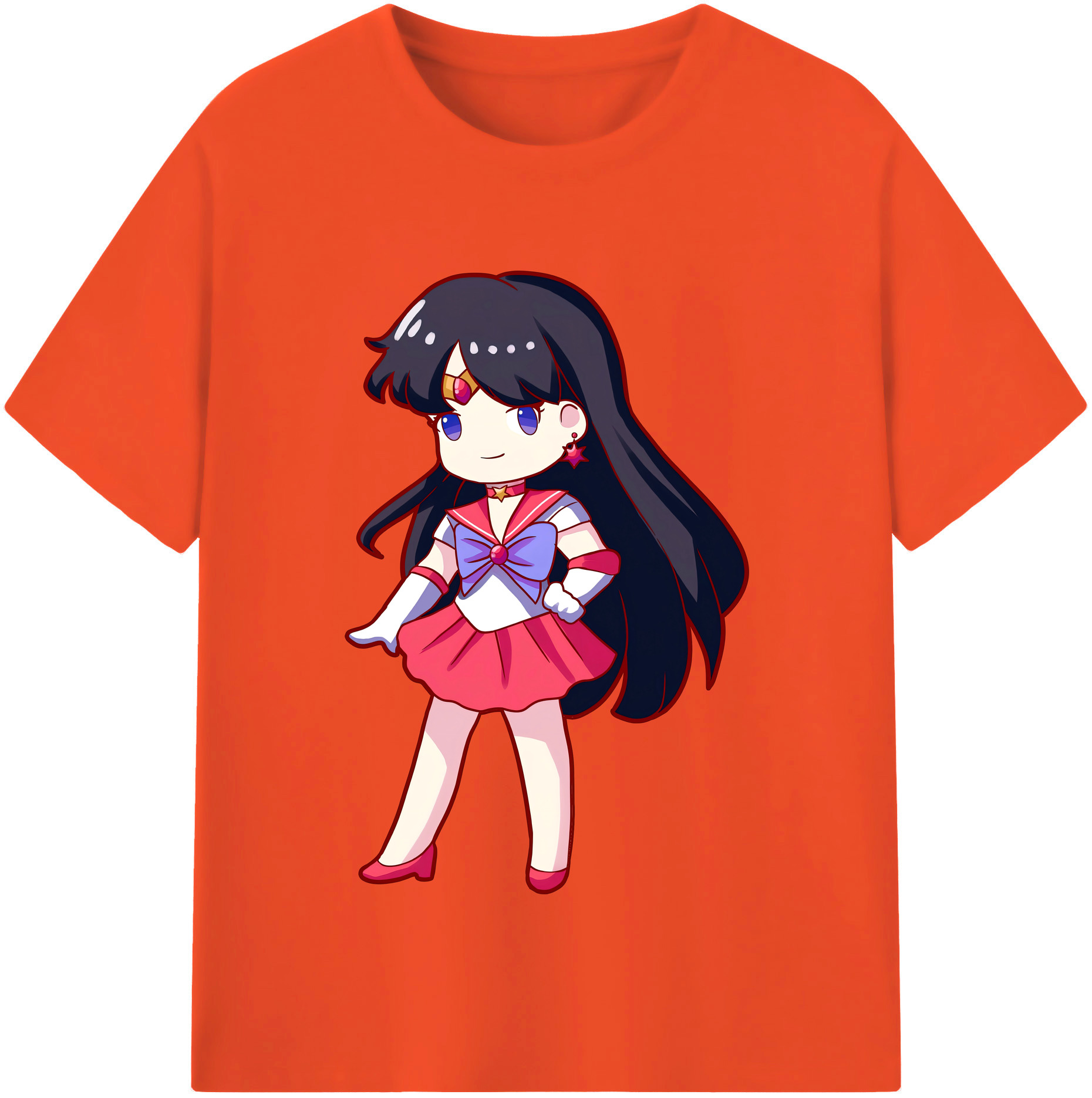 （画像用） 美少女戦士セーラームーン 火野レイ ひの レイ Sailor Moon Hino Rei （セーラーマーズ,Sailor Mars） 綿100％半袖Tシャツ（フロントプリント）