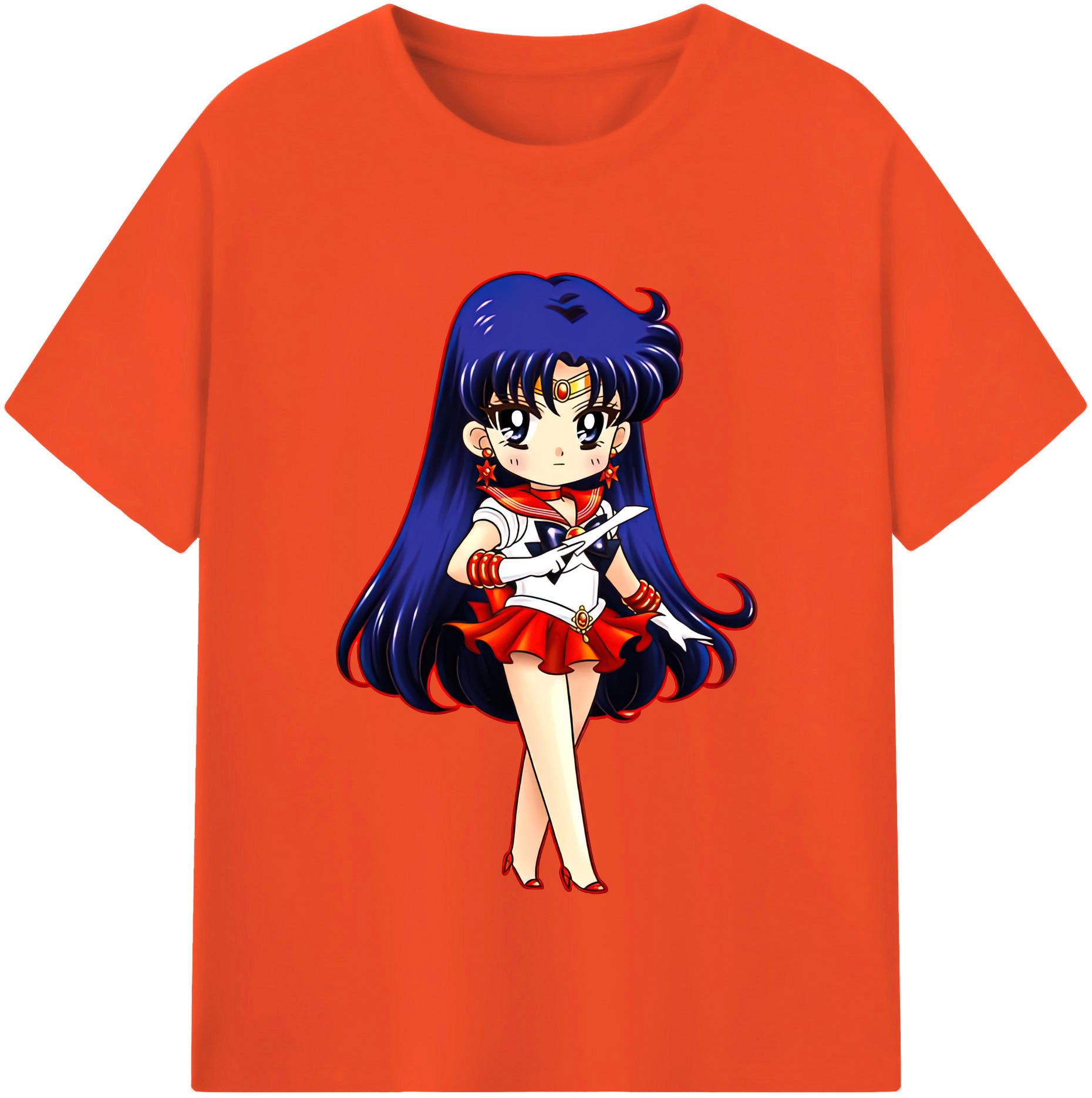（画像用） 美少女戦士セーラームーン 火野レイ ひの レイ Sailor Moon Hino Rei （セーラーマーズ,Sailor Mars） 綿100％半袖Tシャツ（フロントプリント）