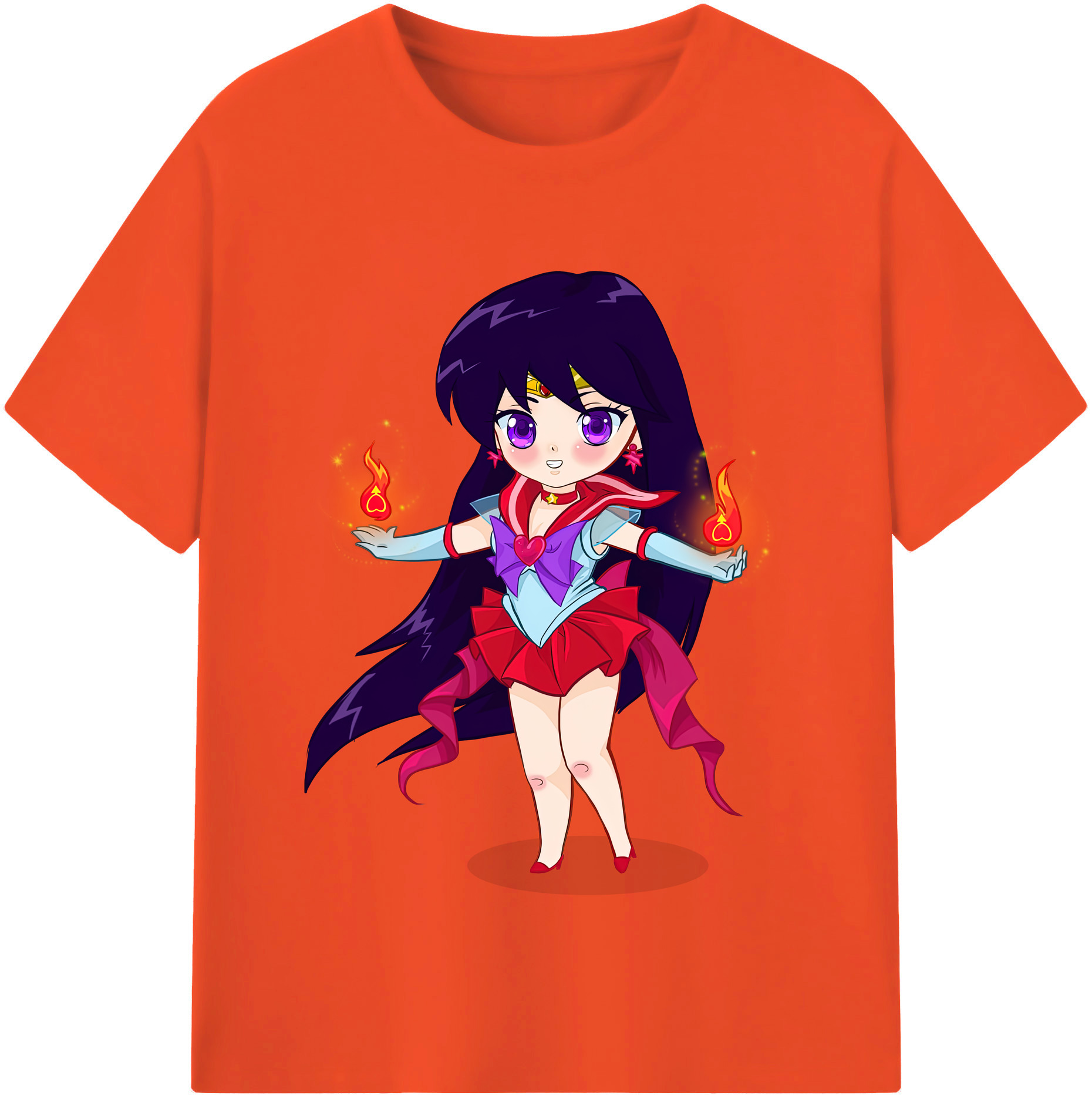（画像用） 美少女戦士セーラームーン 火野レイ ひの レイ Sailor Moon Hino Rei （セーラーマーズ,Sailor Mars） 綿100％半袖Tシャツ（フロントプリント）