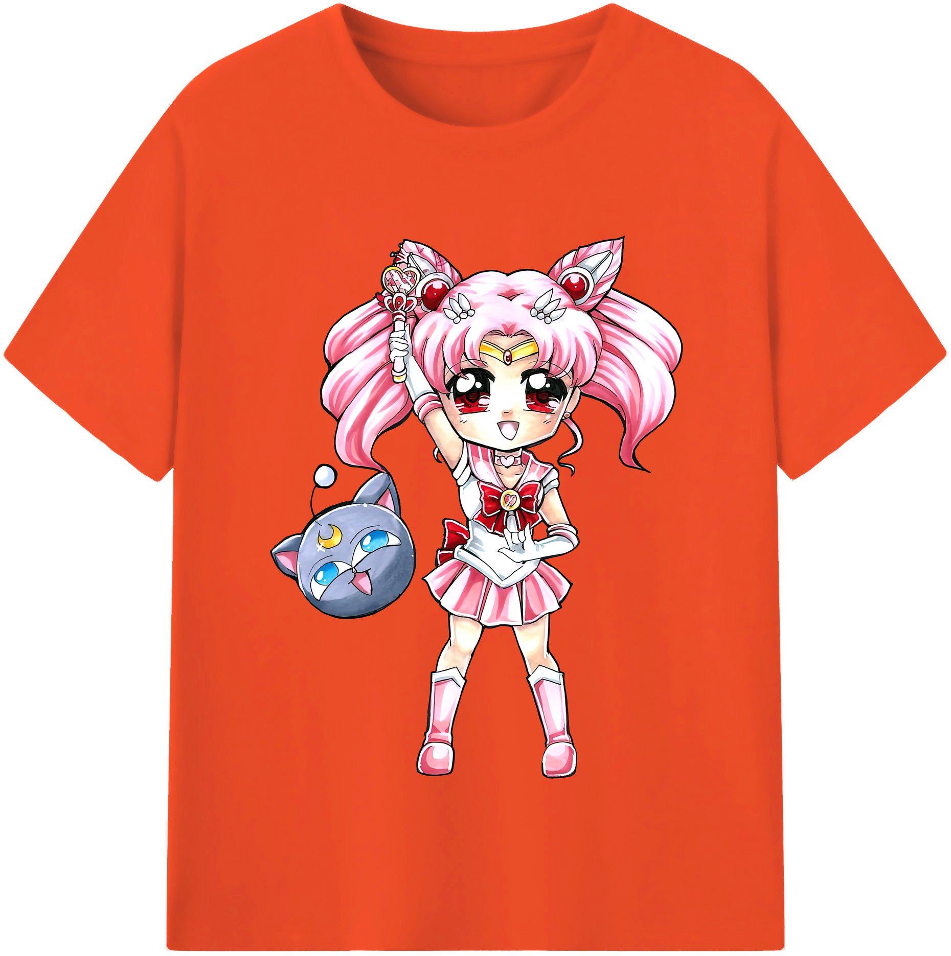 （画像用） 美少女戦士セーラームーン ちびうさ Sailor Moon Chibiusa Tsukino Usagi Small Lady Serenity 綿100％半袖Tシャツ（フロントプリント）