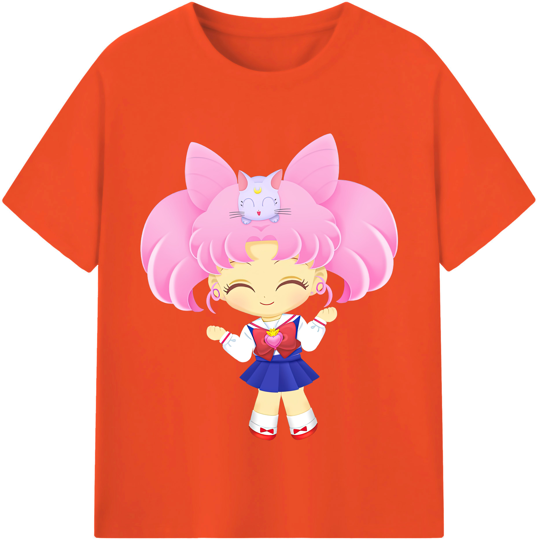 （画像用） 美少女戦士セーラームーン ちびうさ Sailor Moon Chibiusa Tsukino Usagi Small Lady Serenity 綿100％半袖Tシャツ（フロントプリント）