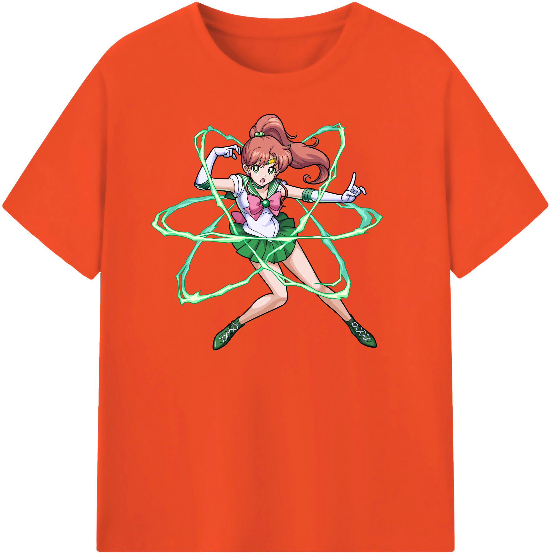 （画像用） 美少女戦士セーラームーン 木野 まこと きの まこと Sailor Moon Kino Makoto （セーラージュピター；Sailor Jupiter） 綿100％半袖Tシャツ（フロントプリント）