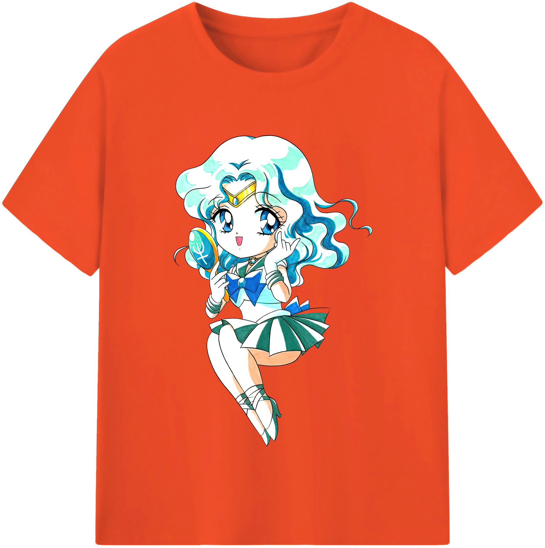 （画像用） 美少女戦士セーラームーン 海王 みちる（かいおう みちる） Sailor Moon Kaiou Michiru 綿100％半袖Tシャツ（フロントプリント）