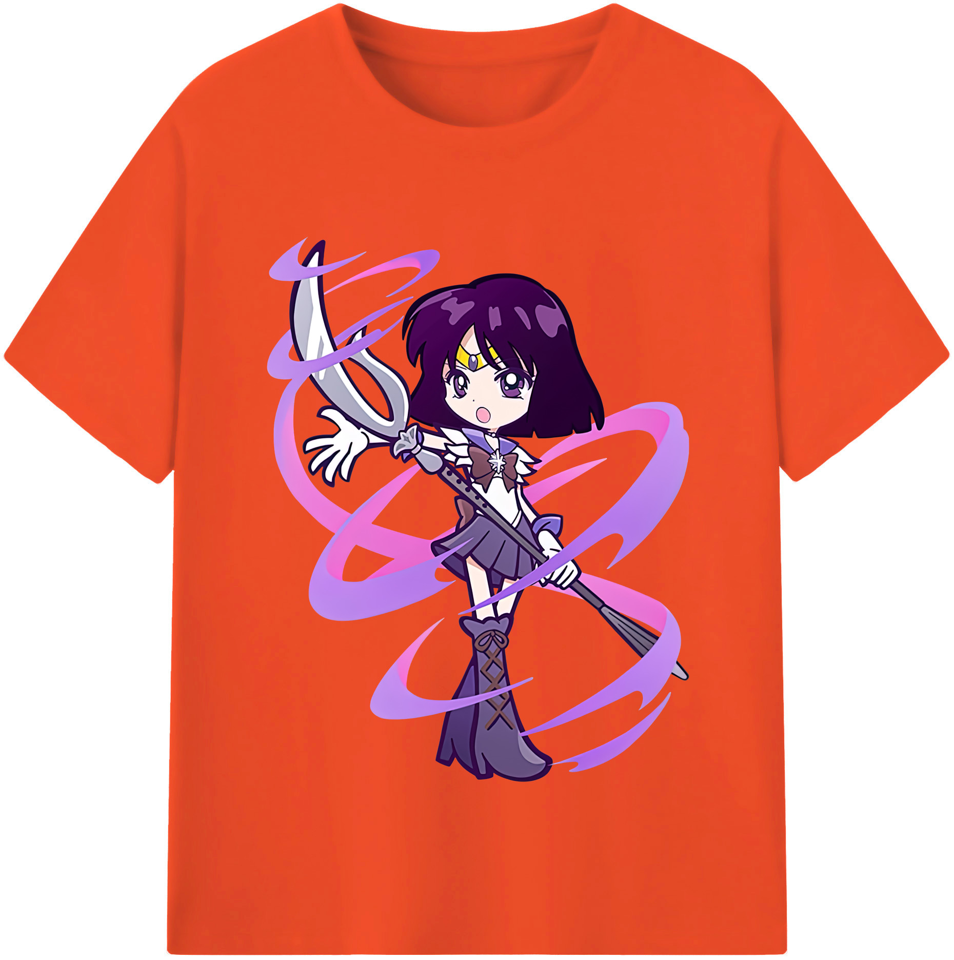 （画像用） 美少女戦士セーラームーン 土萠ほたる Sailor Moon Tomoe Hotaru （セーラーサターン；Sailor Saturn） 綿100％半袖Tシャツ（フロントプリント）