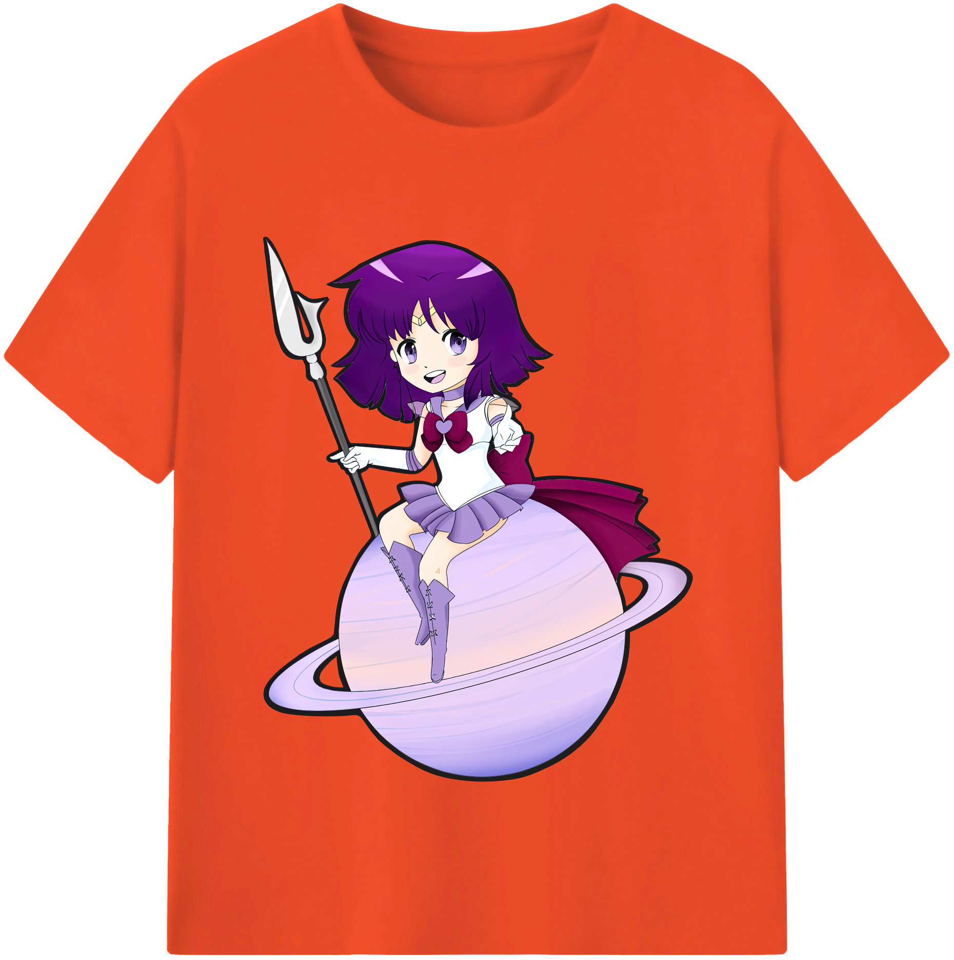 （画像用） 美少女戦士セーラームーン 土萠ほたる Sailor Moon Tomoe Hotaru （セーラーサターン；Sailor Saturn） 綿100％半袖Tシャツ（フロントプリント）