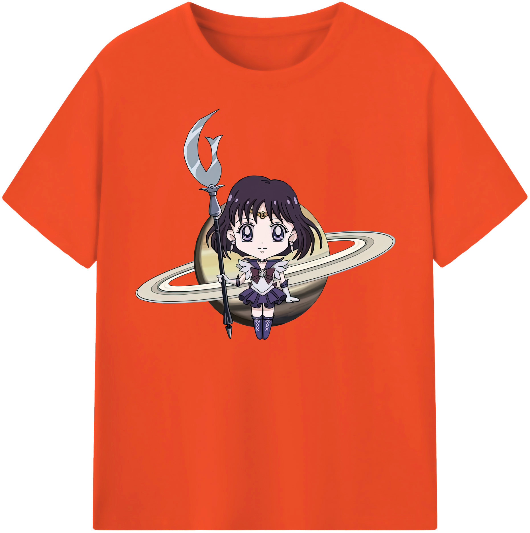 （画像用） 美少女戦士セーラームーン 土萠ほたる Sailor Moon Tomoe Hotaru （セーラーサターン；Sailor Saturn） 綿100％半袖Tシャツ（フロントプリント）