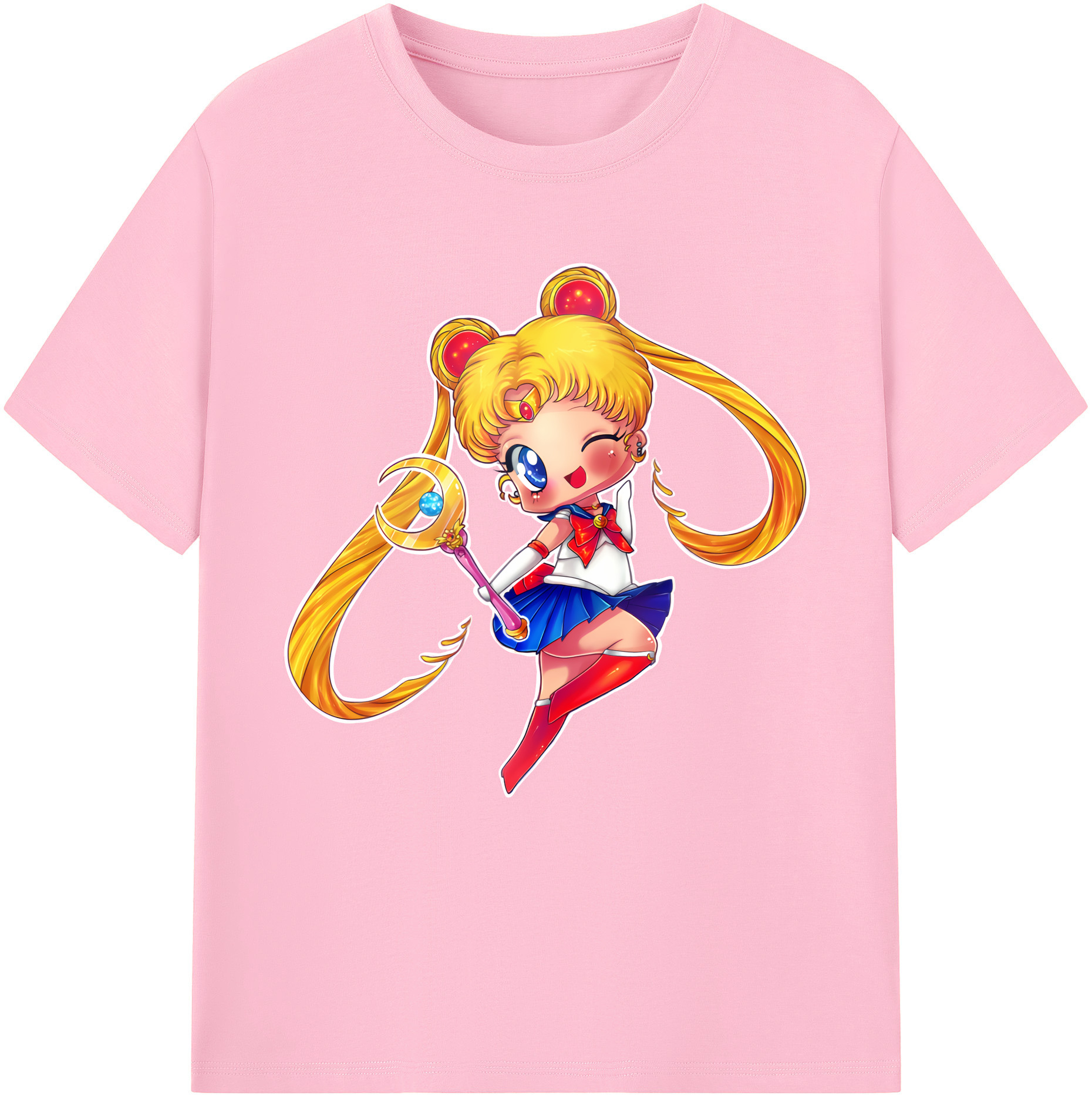 （画像用） 美少女戦士セーラームーン 月野 うさぎ つきの うさぎ Sailor Moon Tsukino Usagi 綿100％半袖Tシャツ（フロントプリント）