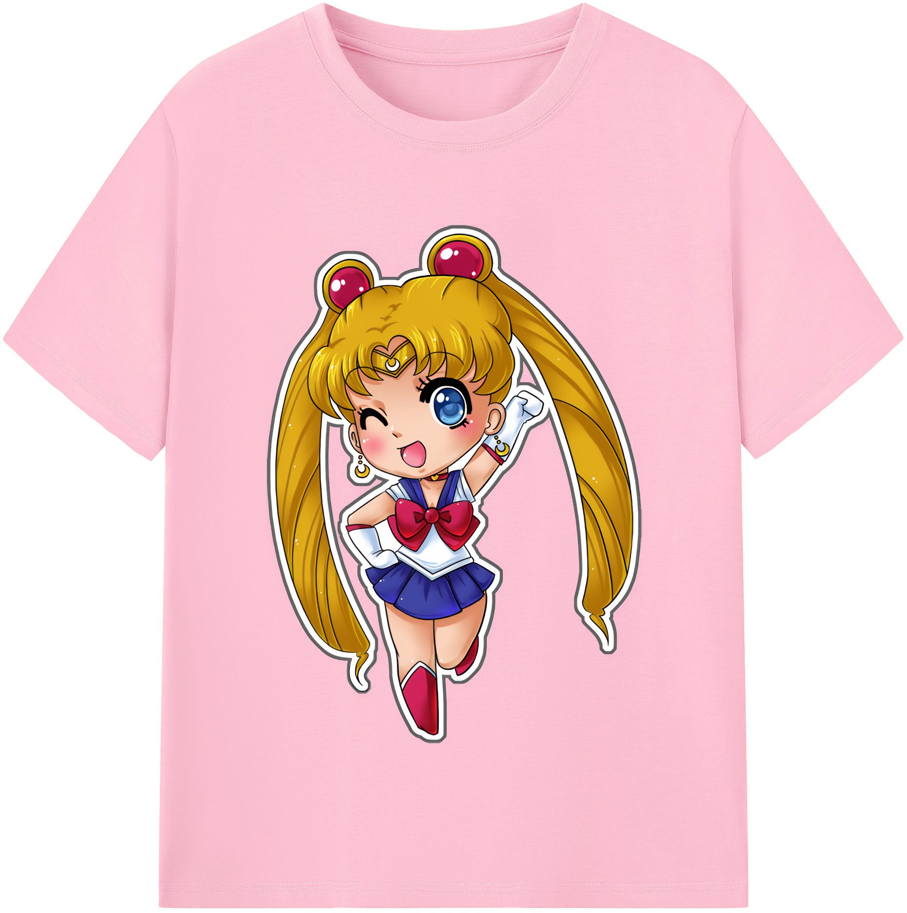 （画像用） 美少女戦士セーラームーン 月野 うさぎ つきの うさぎ Sailor Moon Tsukino Usagi 綿100％半袖Tシャツ（フロントプリント）
