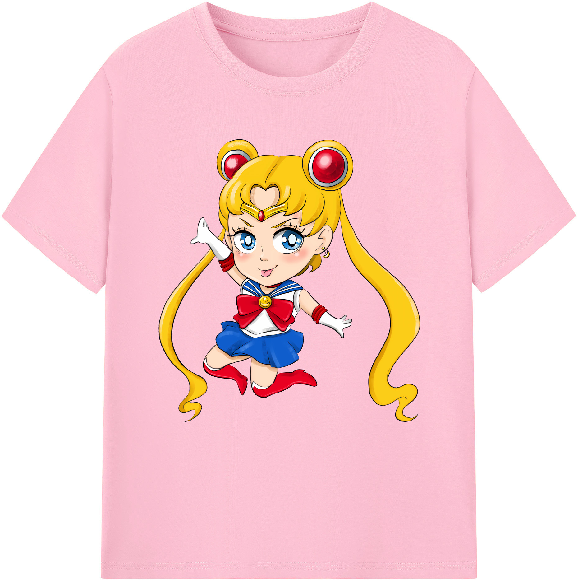 （画像用） 美少女戦士セーラームーン 月野 うさぎ つきの うさぎ Sailor Moon Tsukino Usagi 綿100％半袖Tシャツ（フロントプリント）